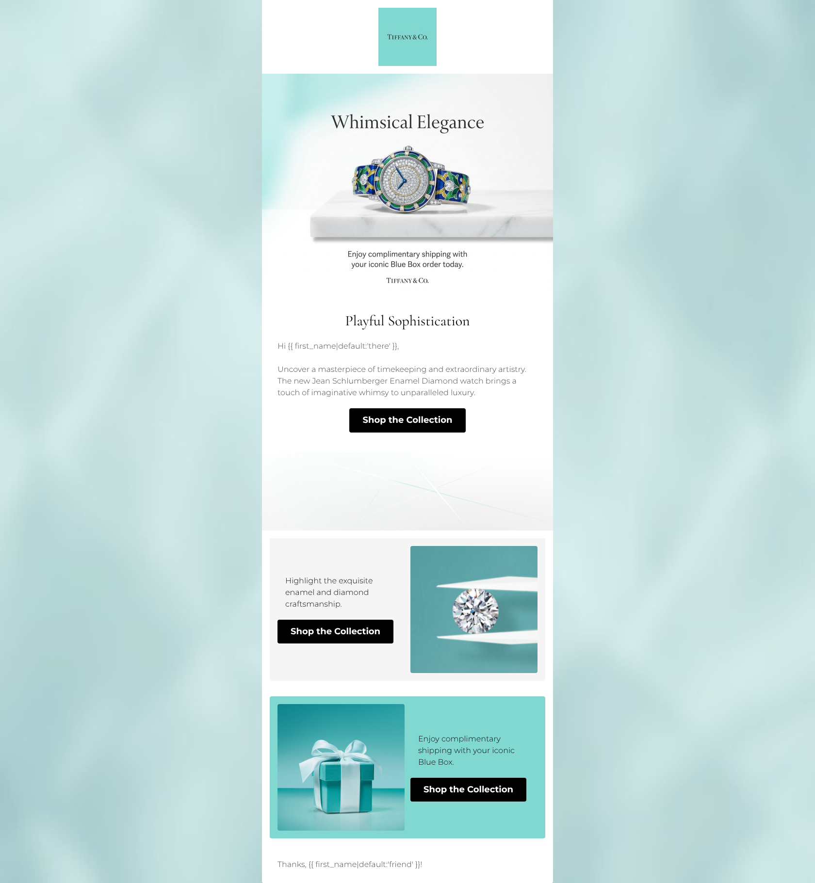 Email design: Playful Sophistication by Jean Schlumberger