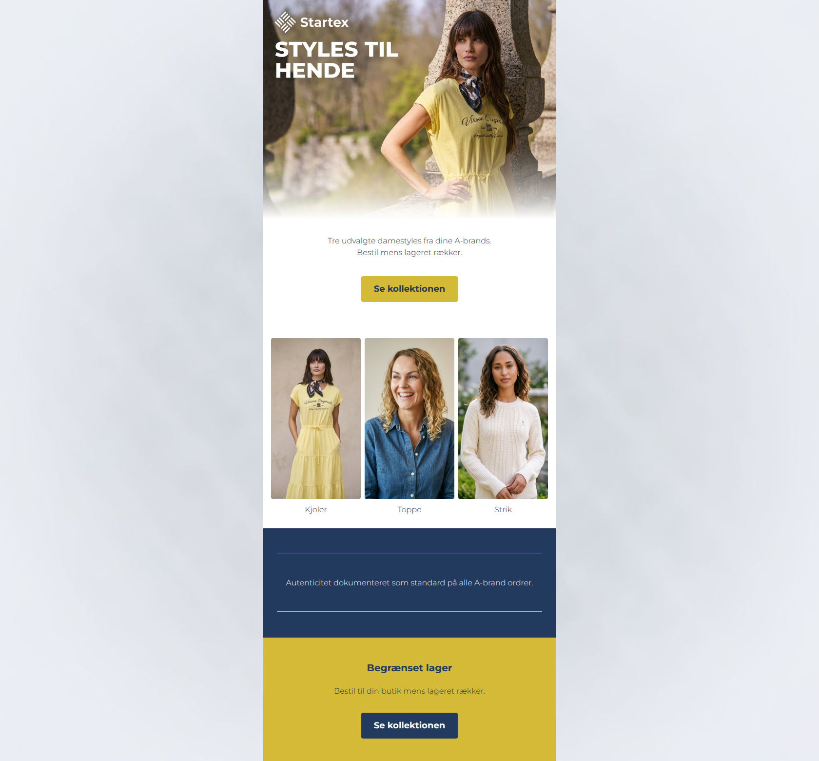 Email design: Styles til hende — bestil mens lageret rækker