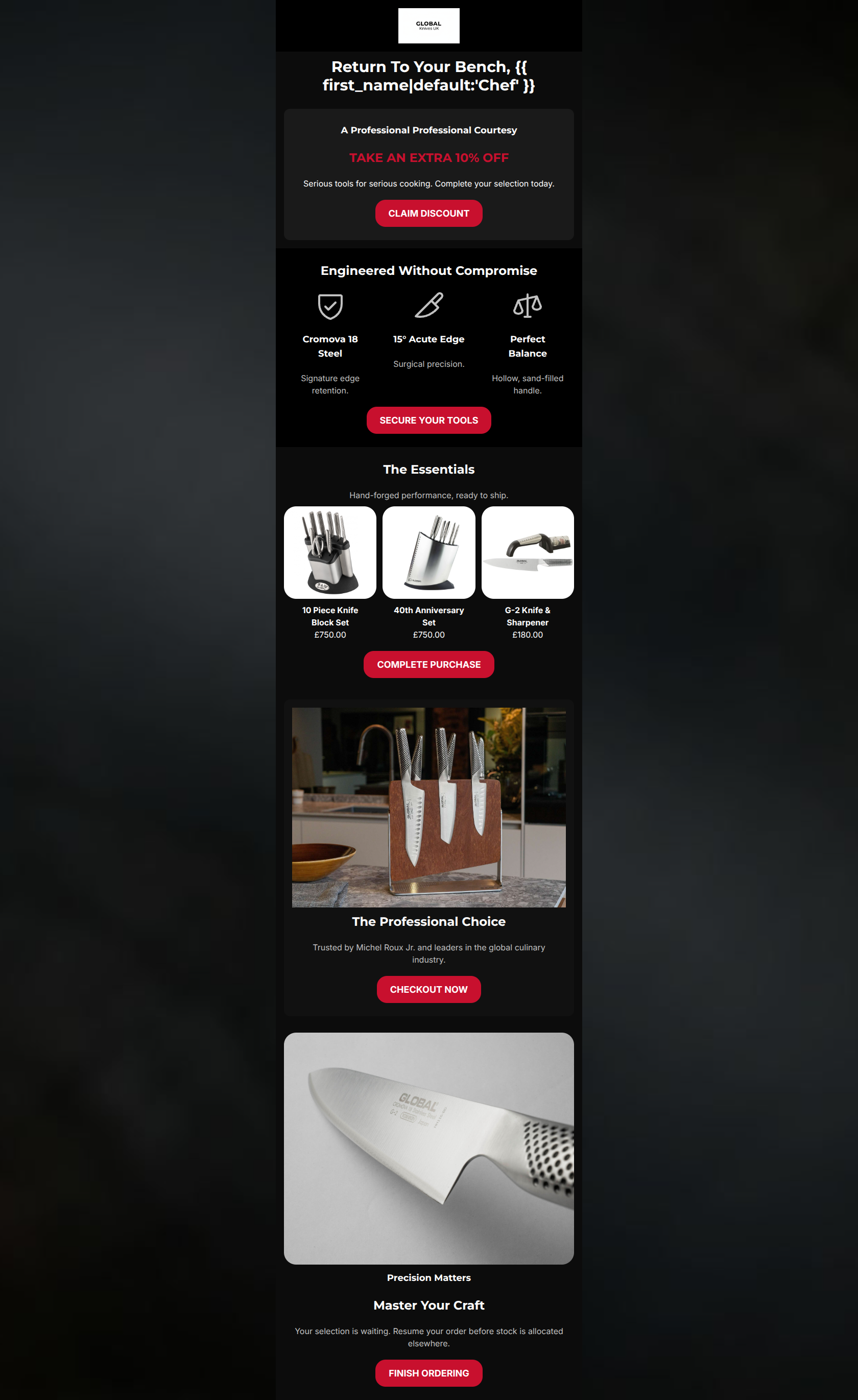 Email design: Finish your order, enjoy an extra 10% off