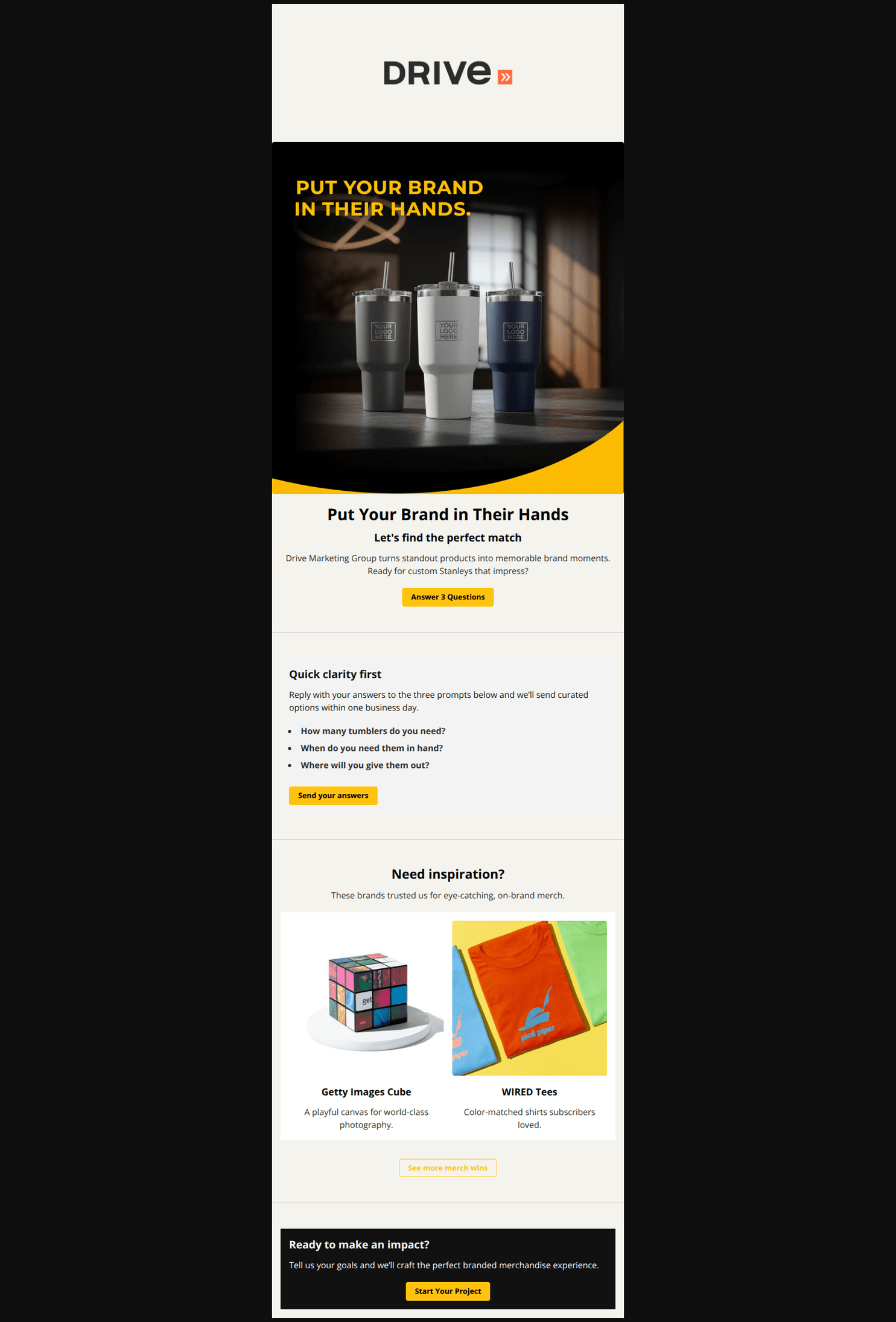 Email design: Got 2 mins? Custom Stanleys inside!