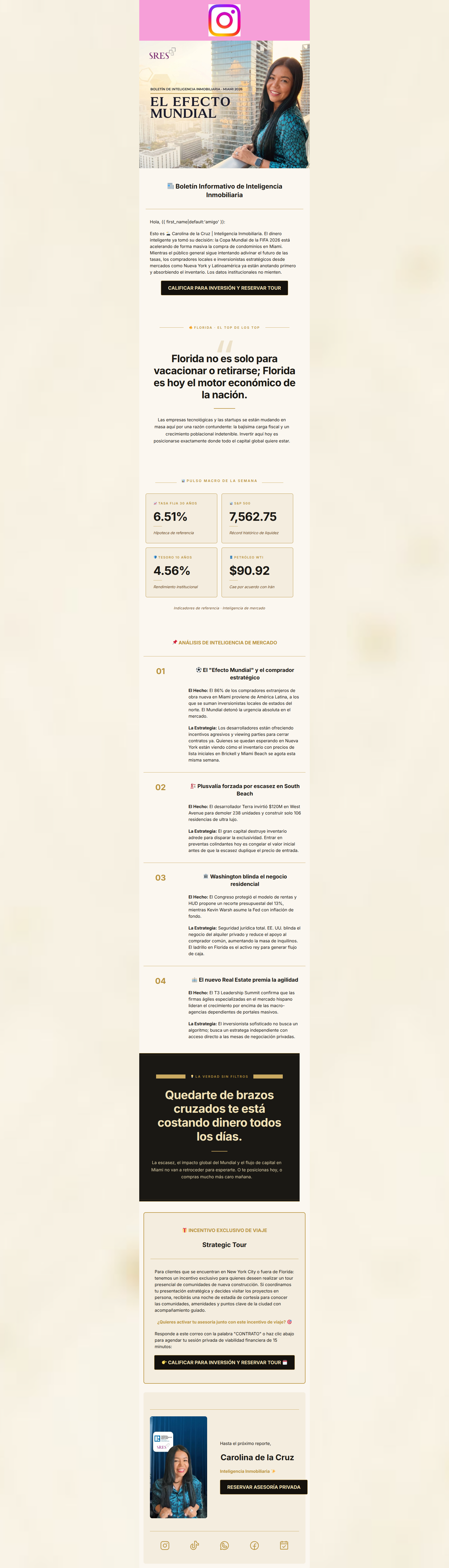 Email design: Miami: El Efecto Mundial FIFA 2026
