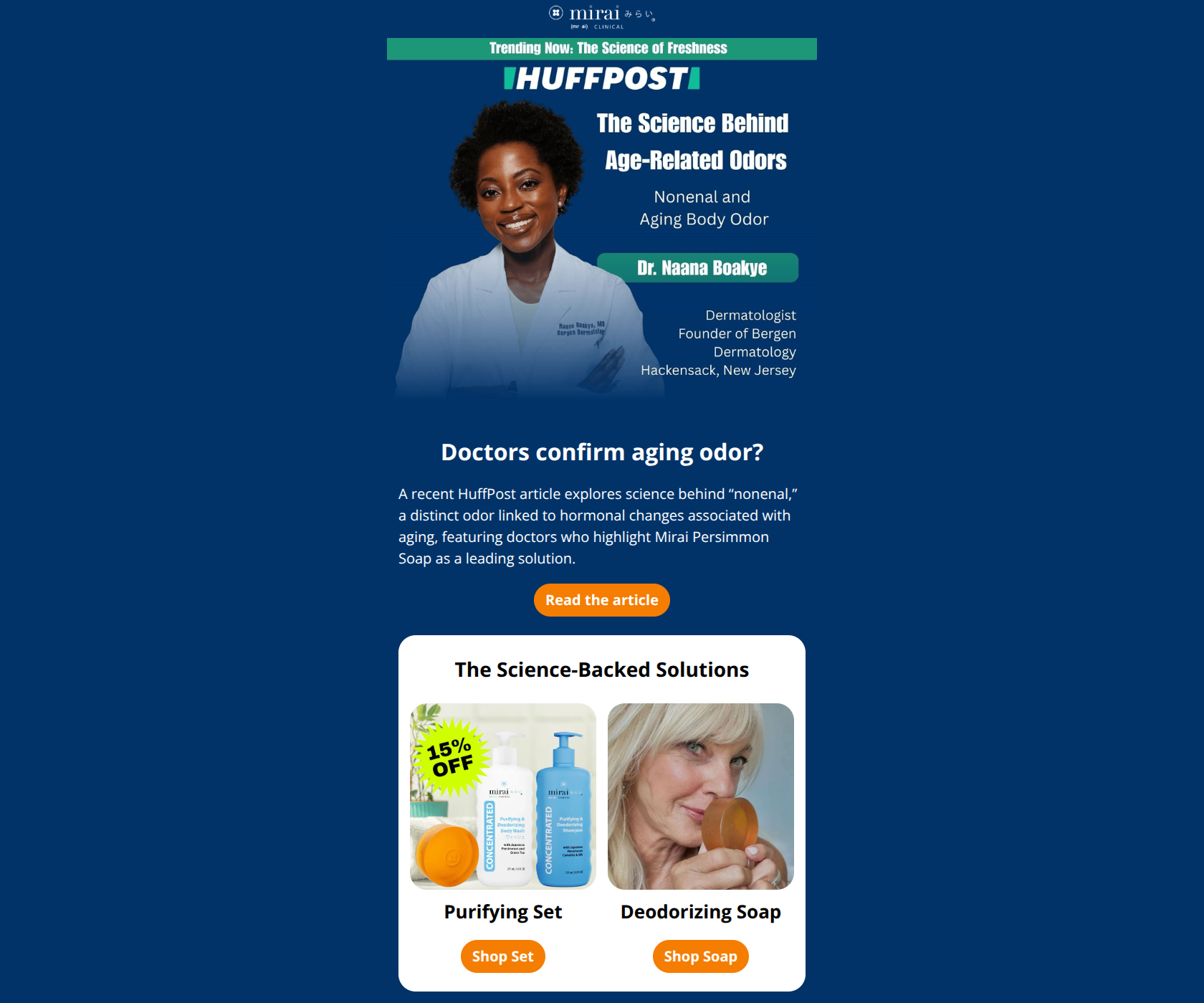 Email design: Featured in HuffPost: Dr. Boakye Confirms Aging Odor