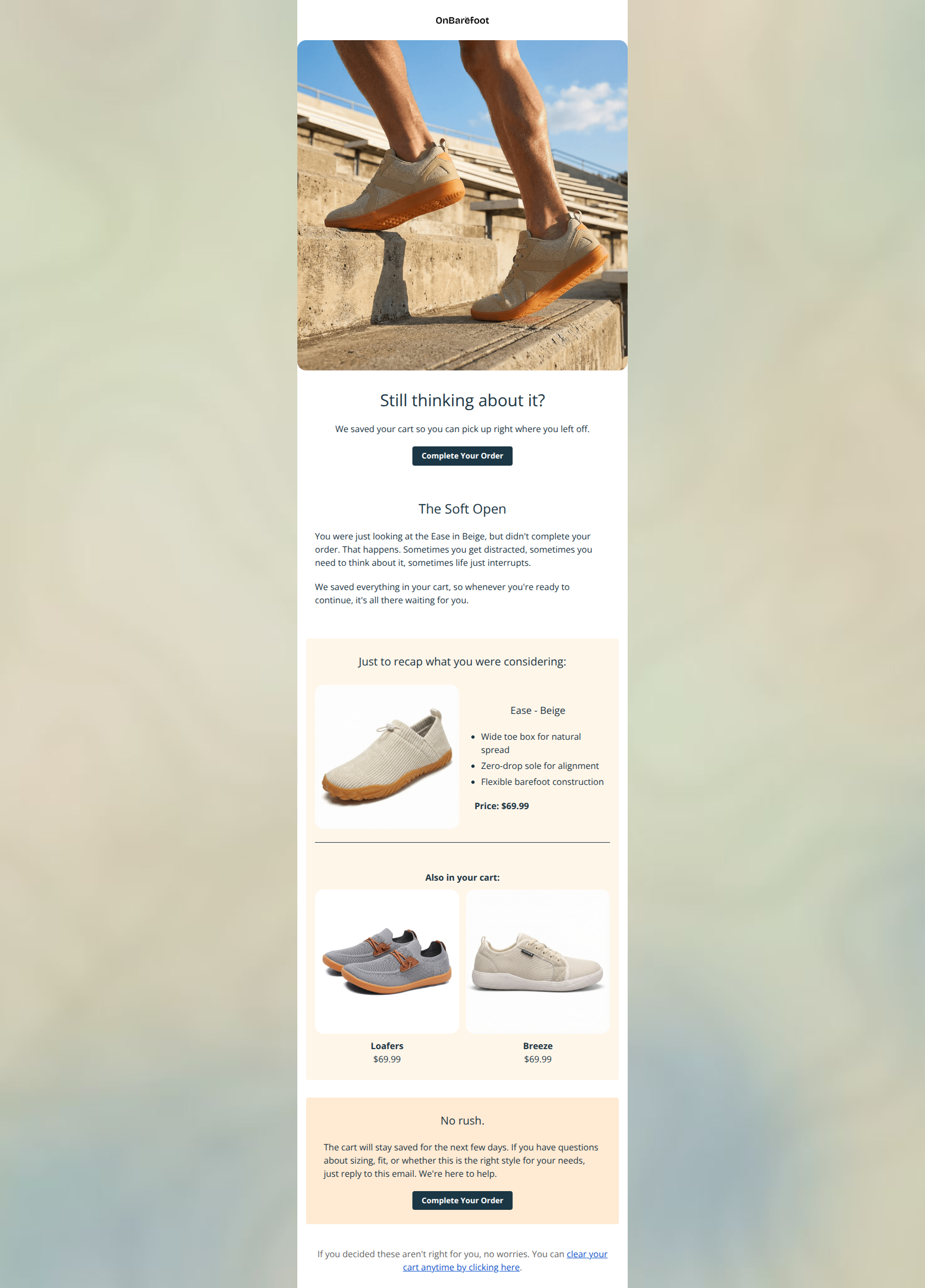 Email design: Abandoned - Email 1