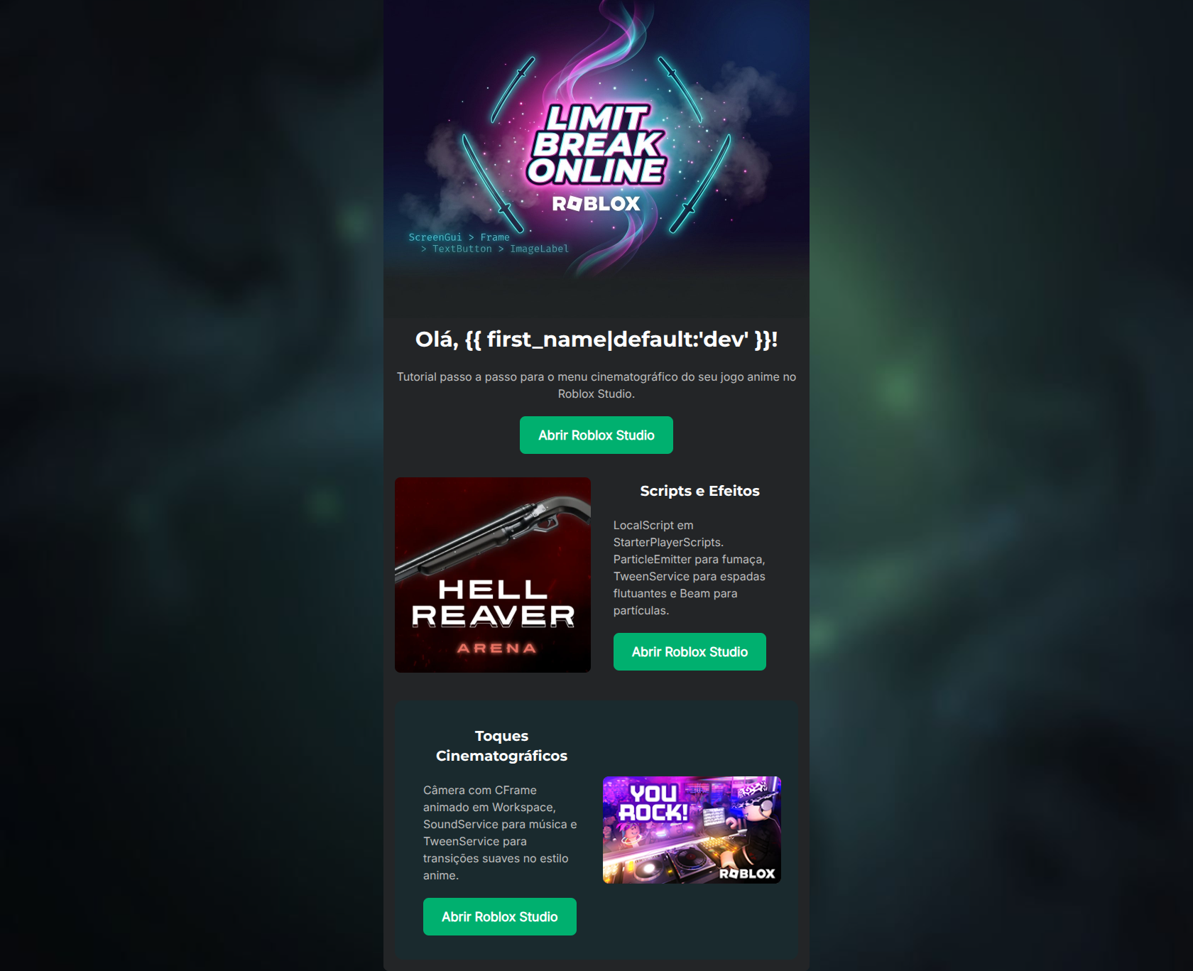 Email design: Crie o menu cinematográfico do seu jogo anime