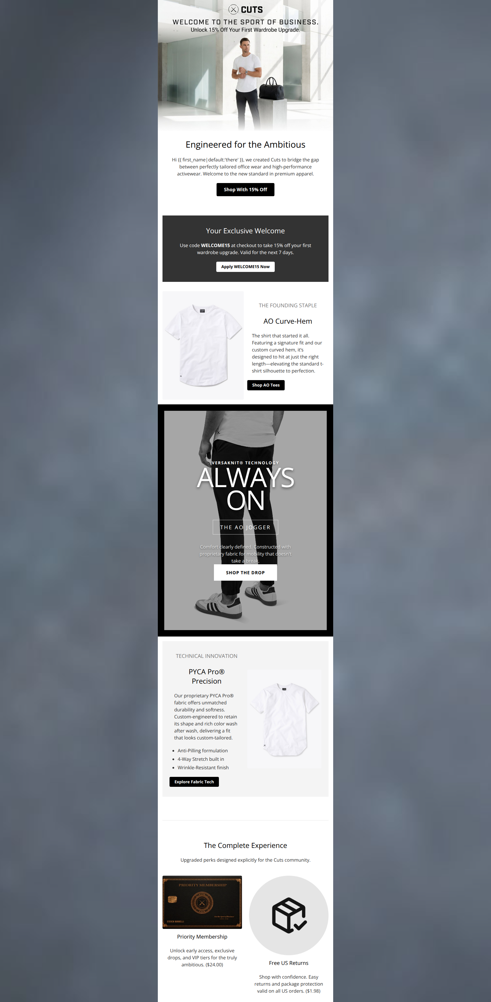 Email design: Welcome to Technical Luxury