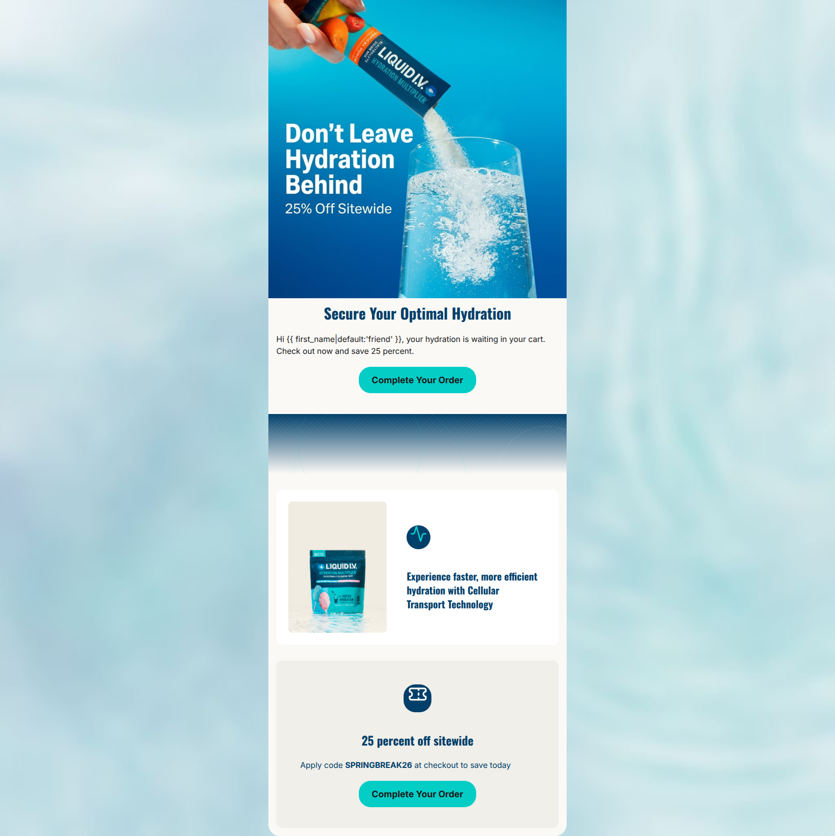 Email design: Your hydration is waiting in your cart