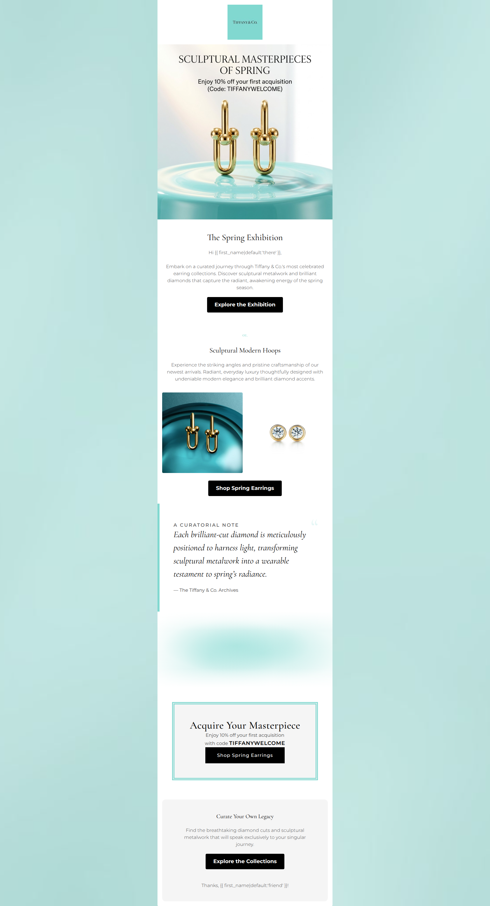 Email design: The Spring Exhibition: A Tour of Earrings