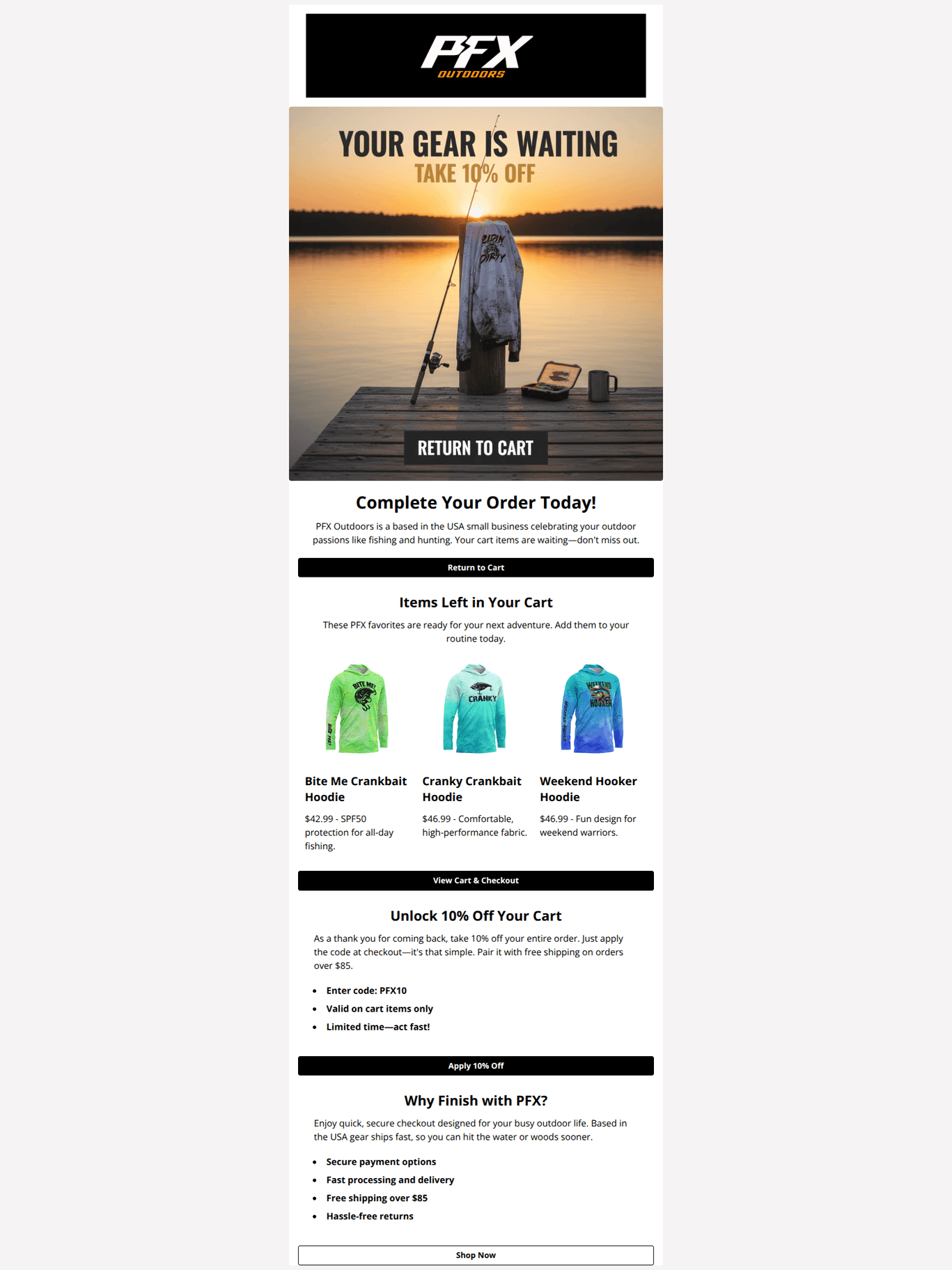 Email design: Still thinking it over? 10% Off!