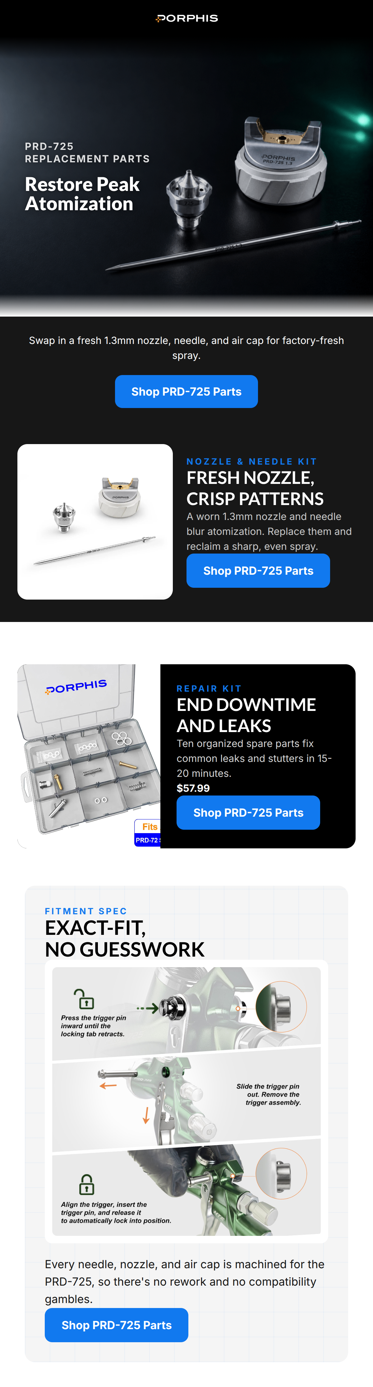 Email design: Keep your PRD-725 spraying like new.
