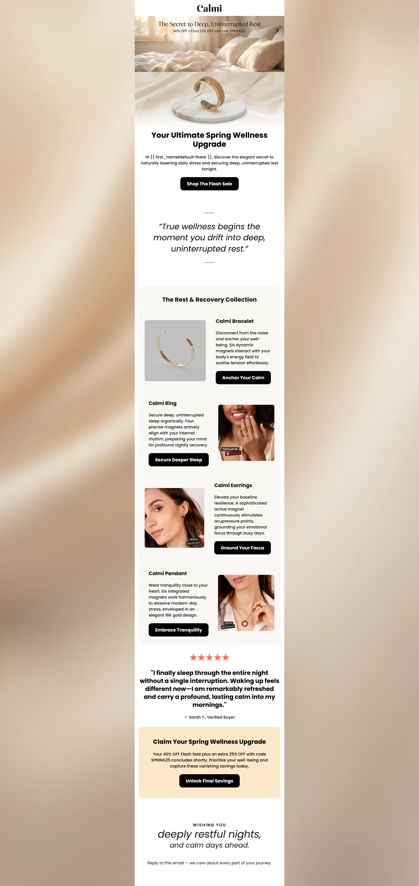 Email design: A 65% off secret to sleeping through the night