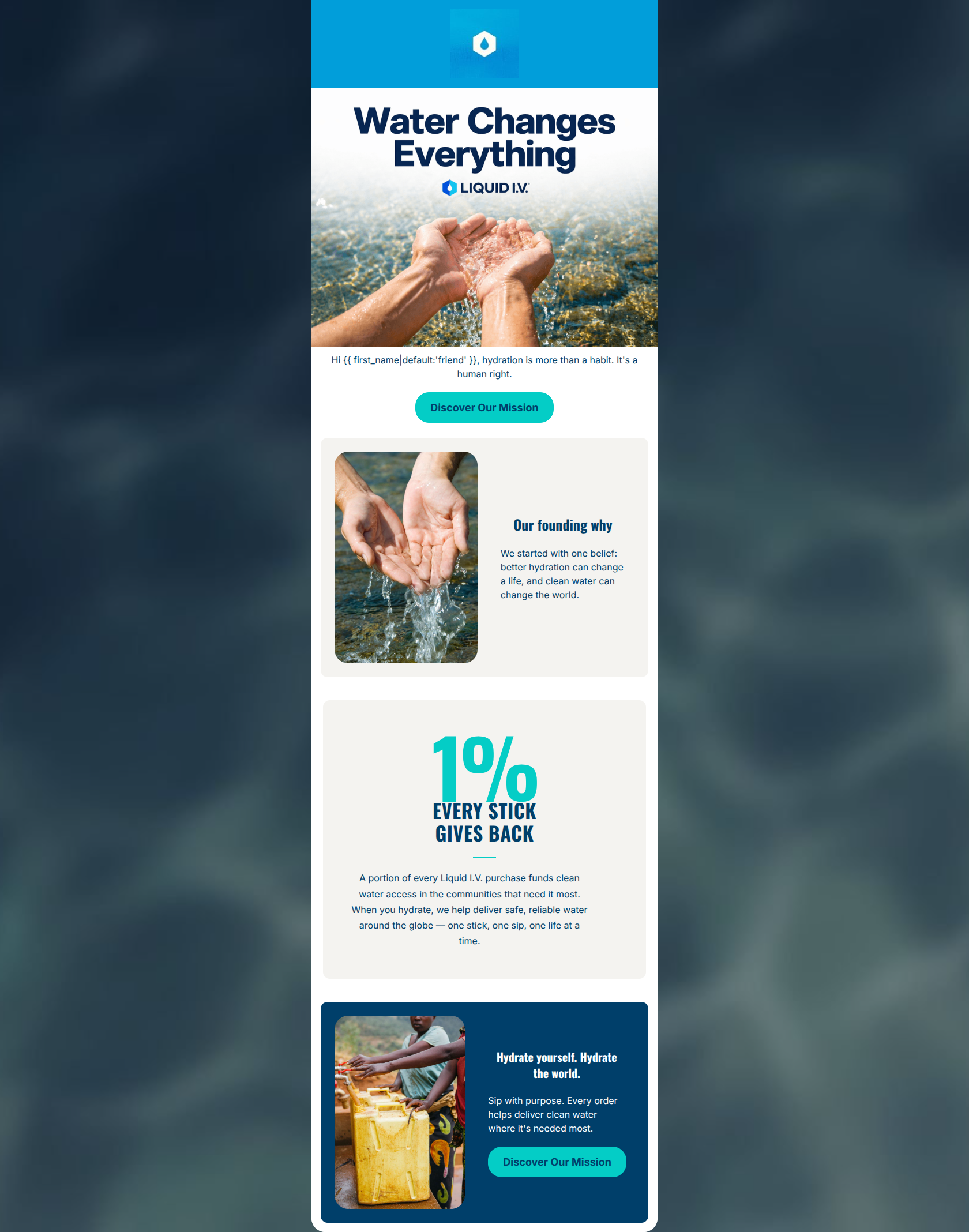 Email design: Hydration with a bigger purpose.