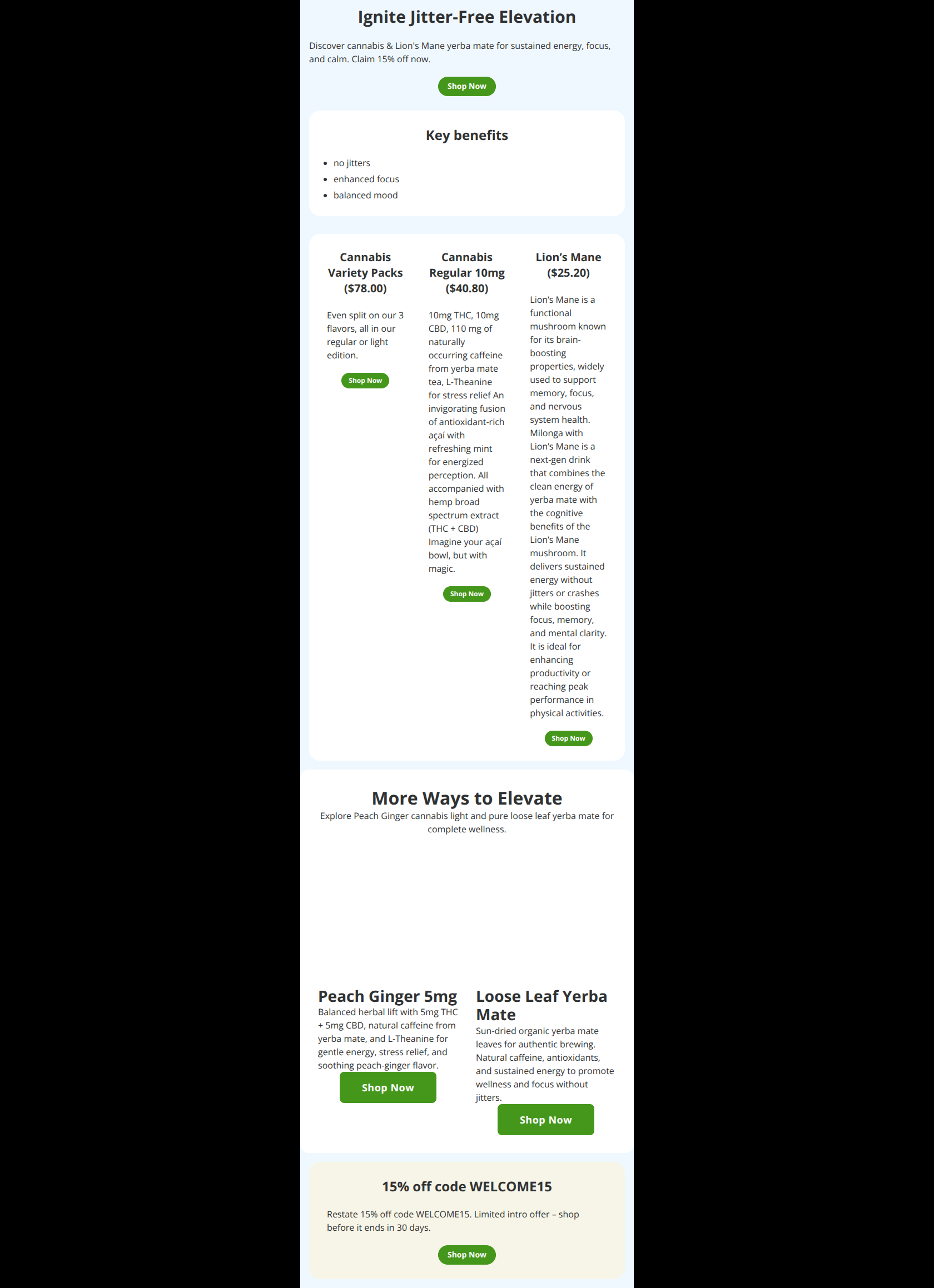 Email design: 15% Off: Fuel Your Flow Naturally
