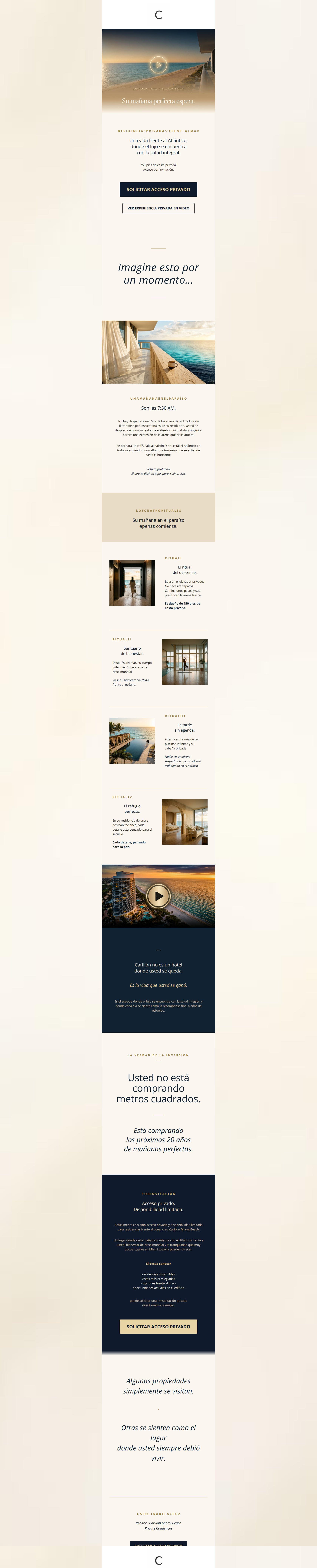 Email design: Su mañana perfecta: una dirección en Miami Beach