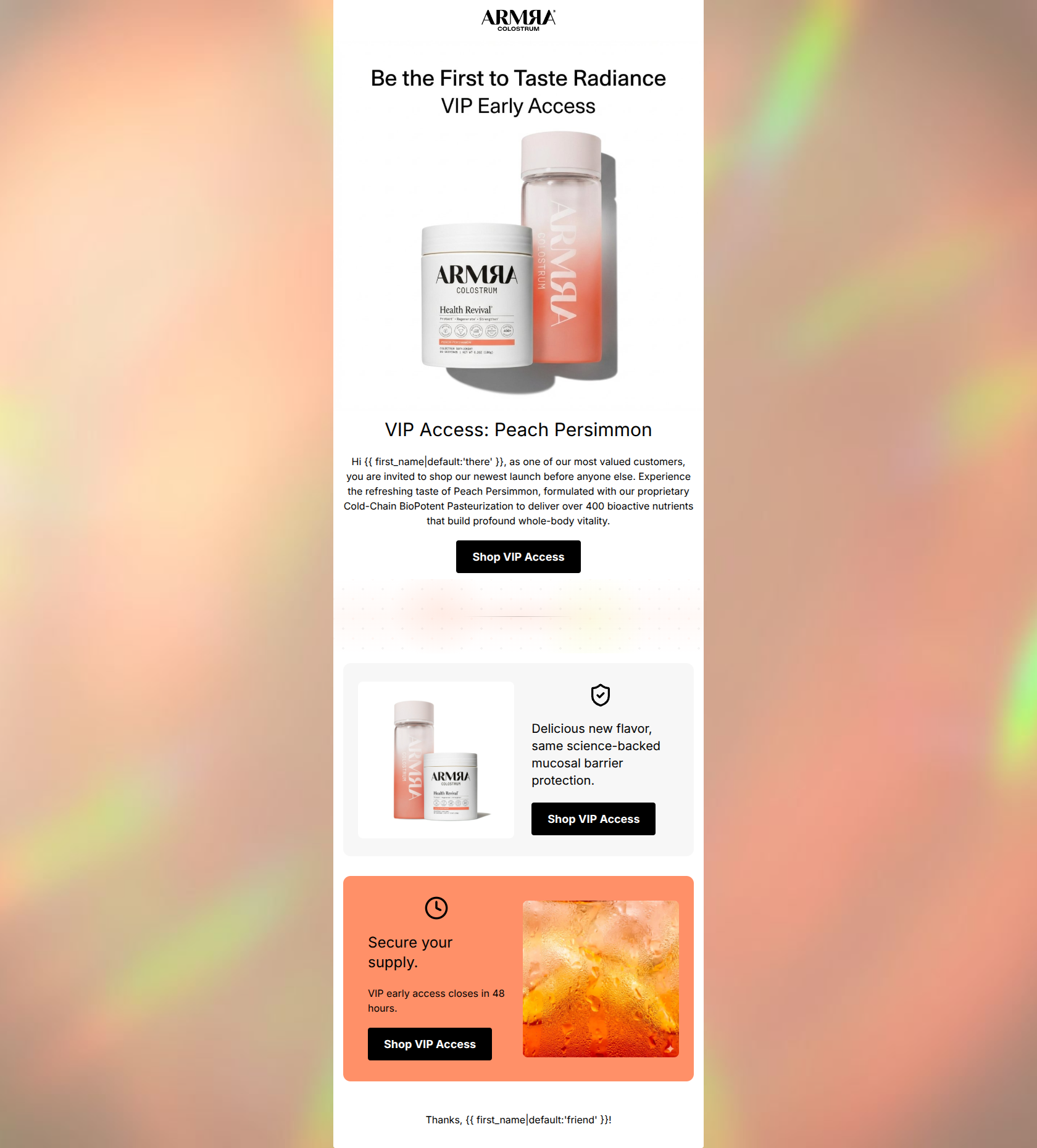 Email design: VIP Exclusive: Unlock Peach Persimmon Early