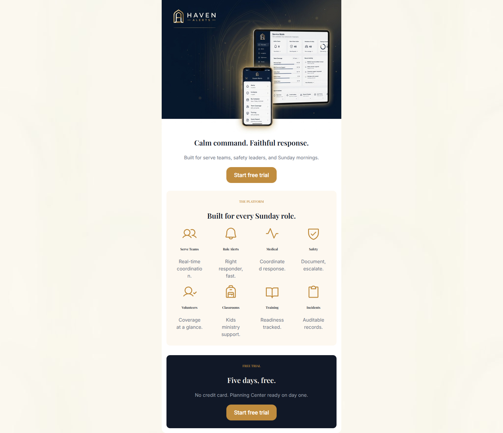 Email design: Introducing Haven. Five days, free.