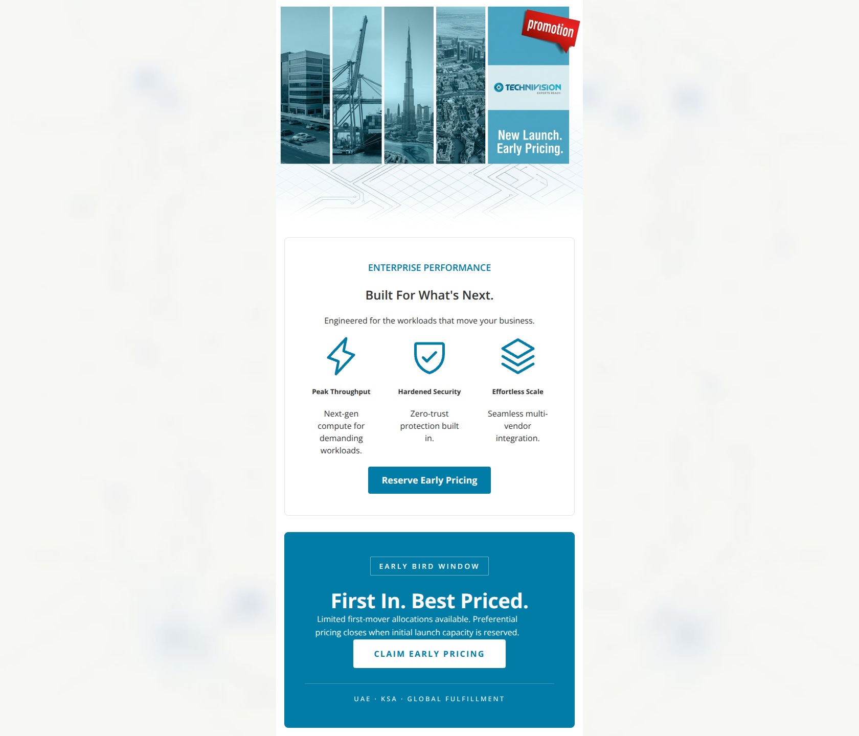Email design: Now Launching: Early Bird Pricing Inside