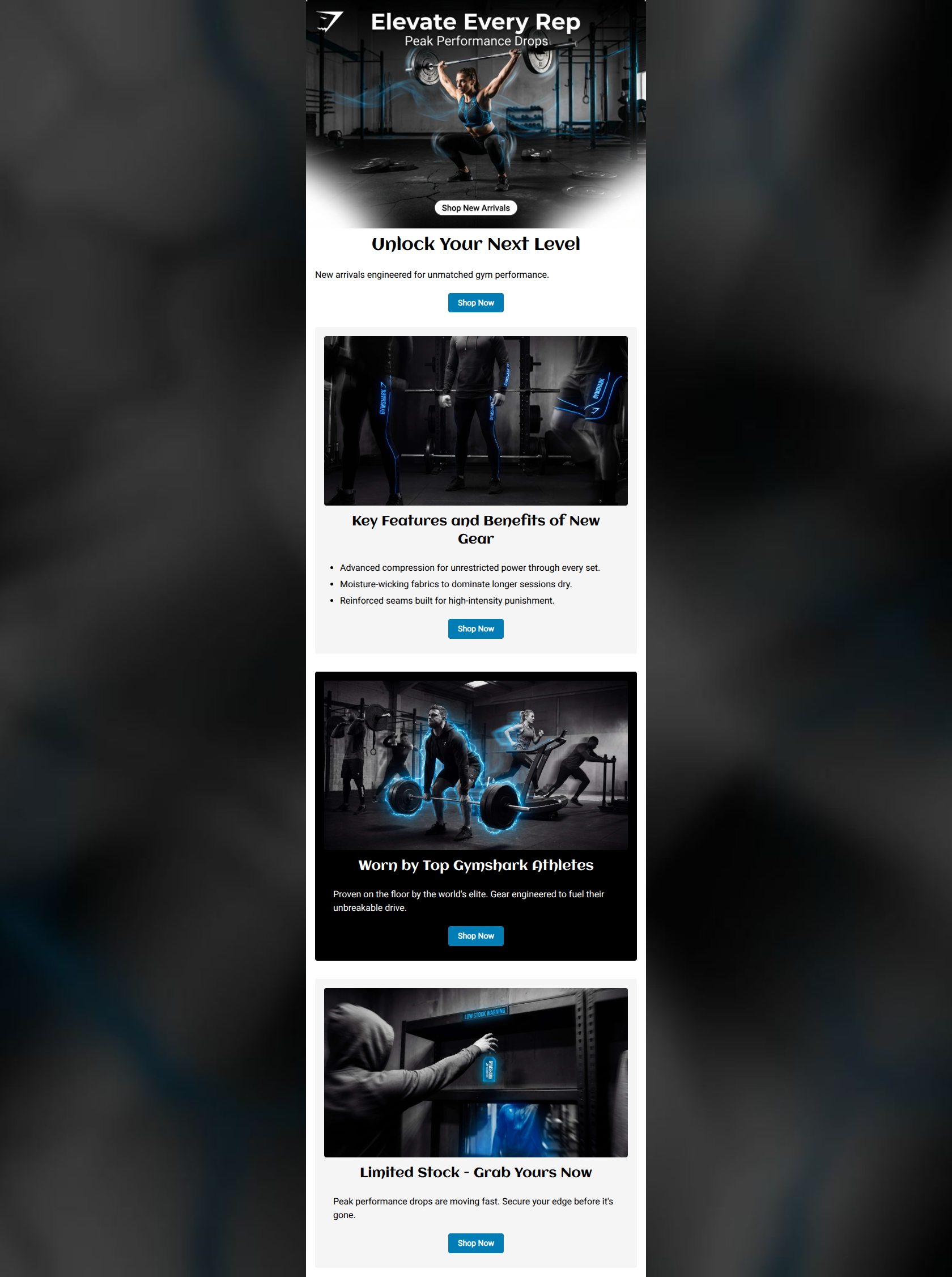 Email design: Unlock Next Level: New Arrivals Here