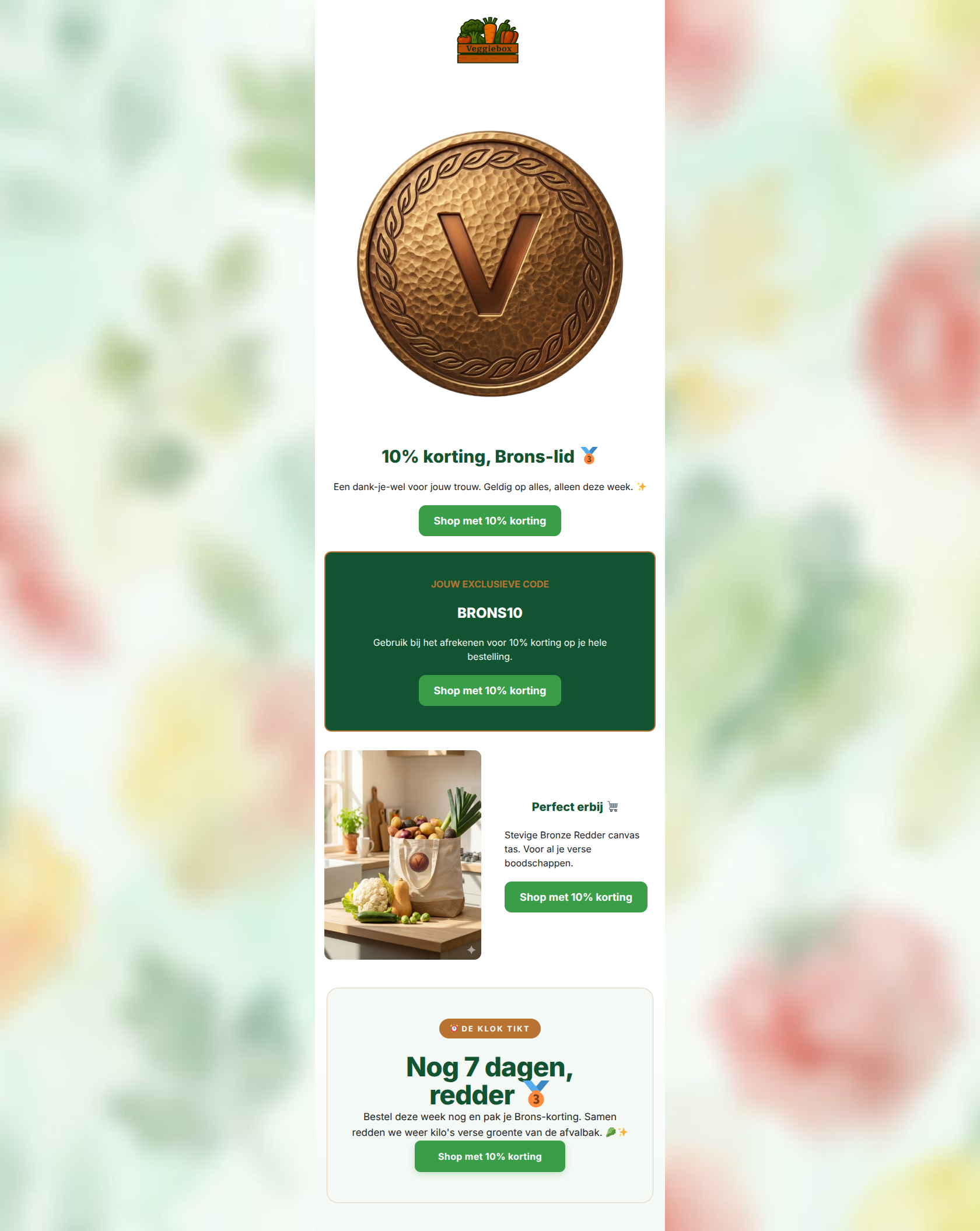 Email design: Brons-lid? 10% korting deze week 🥉