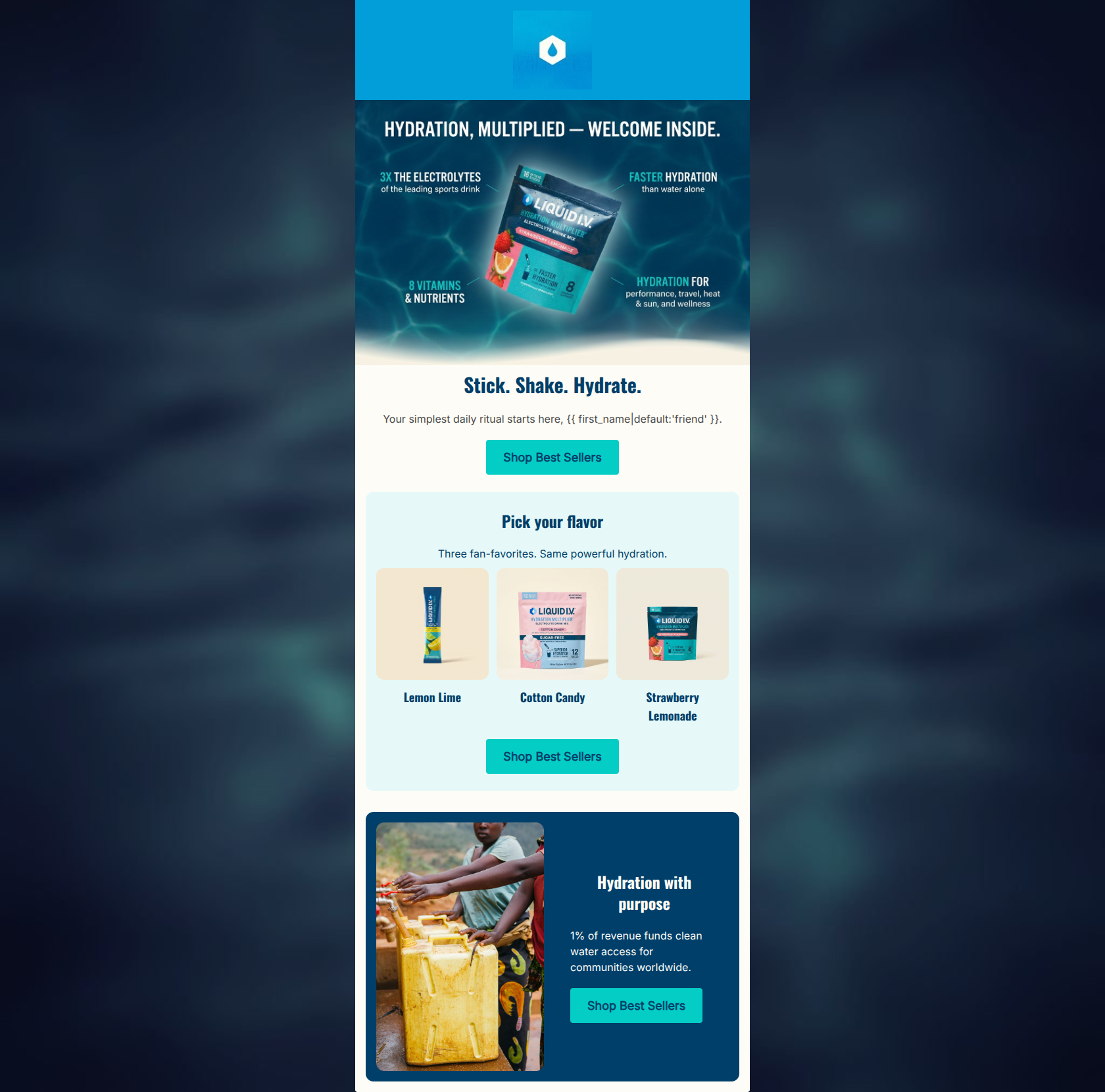 Email design: Welcome to next-level hydration.