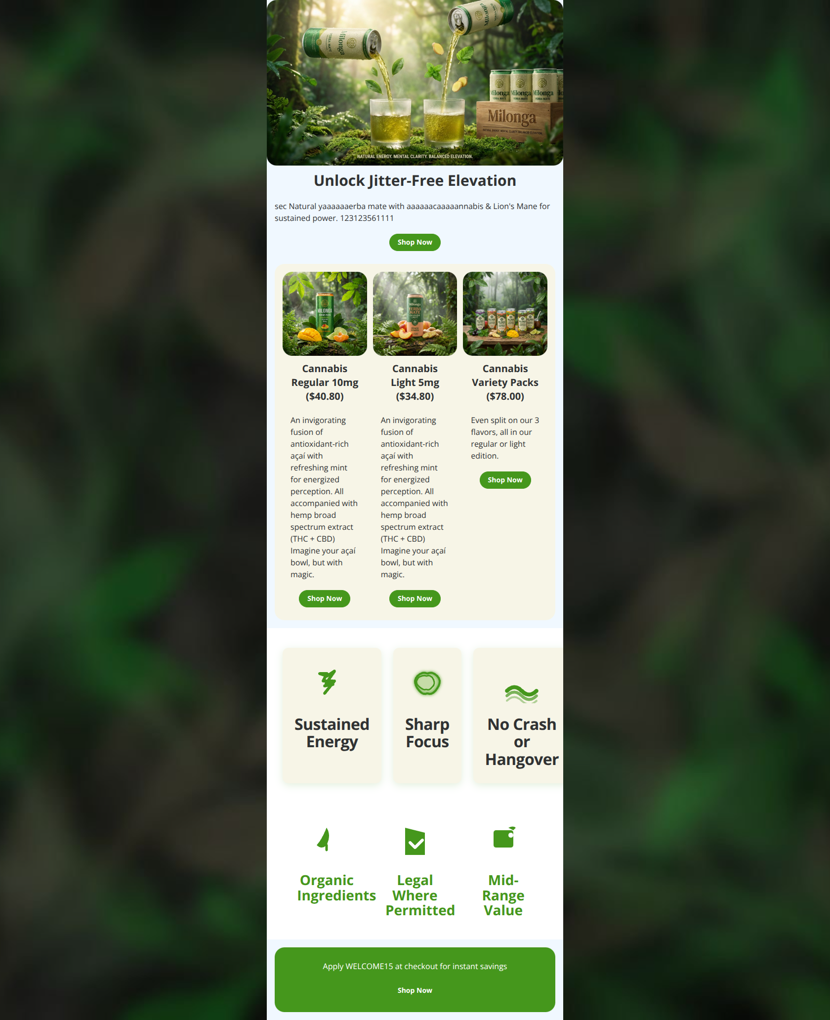 Email design: Welcome! 15% Off First Order (Clone)