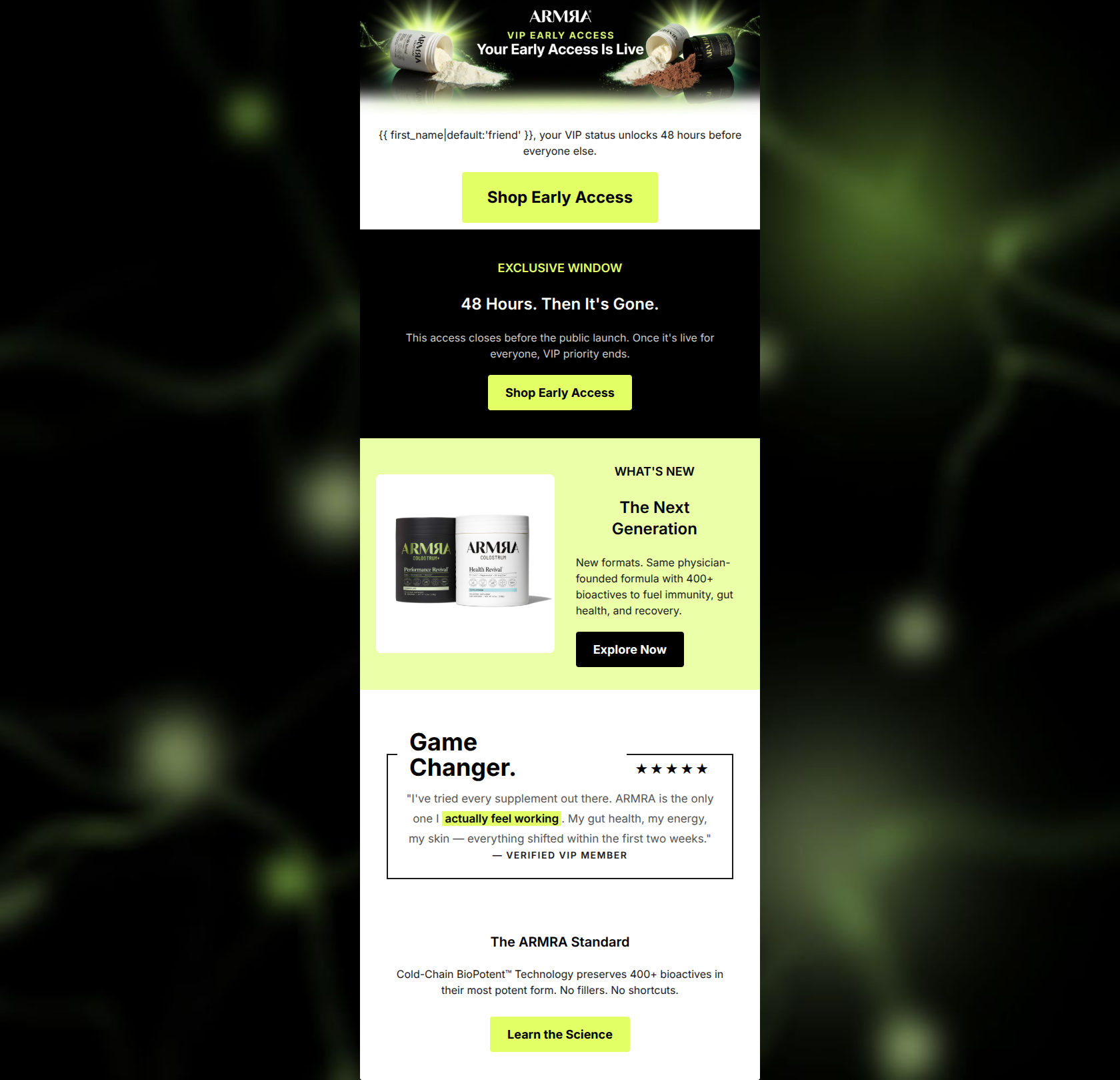 Email design: You're in. Early access starts now.