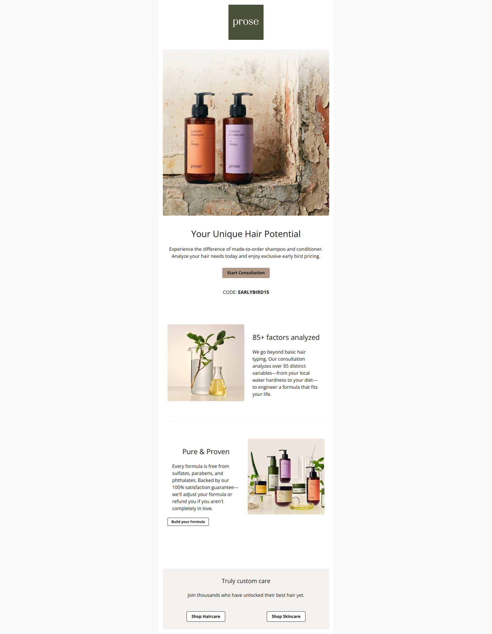 Email design: Early Bird Access: Your custom formula awaits
