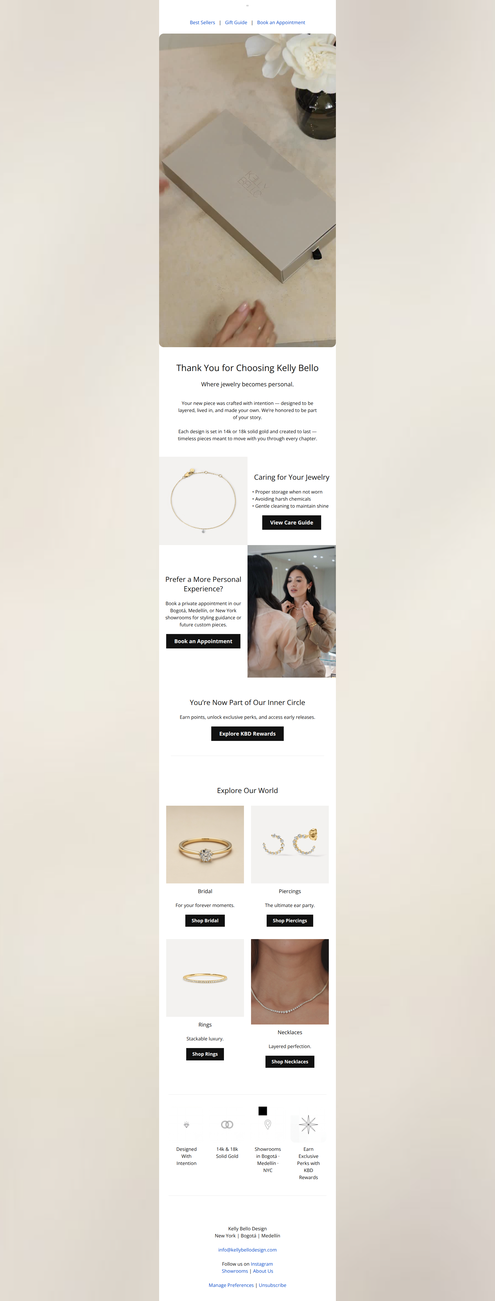 Email design: Thank You for Choosing Kelly Bello
