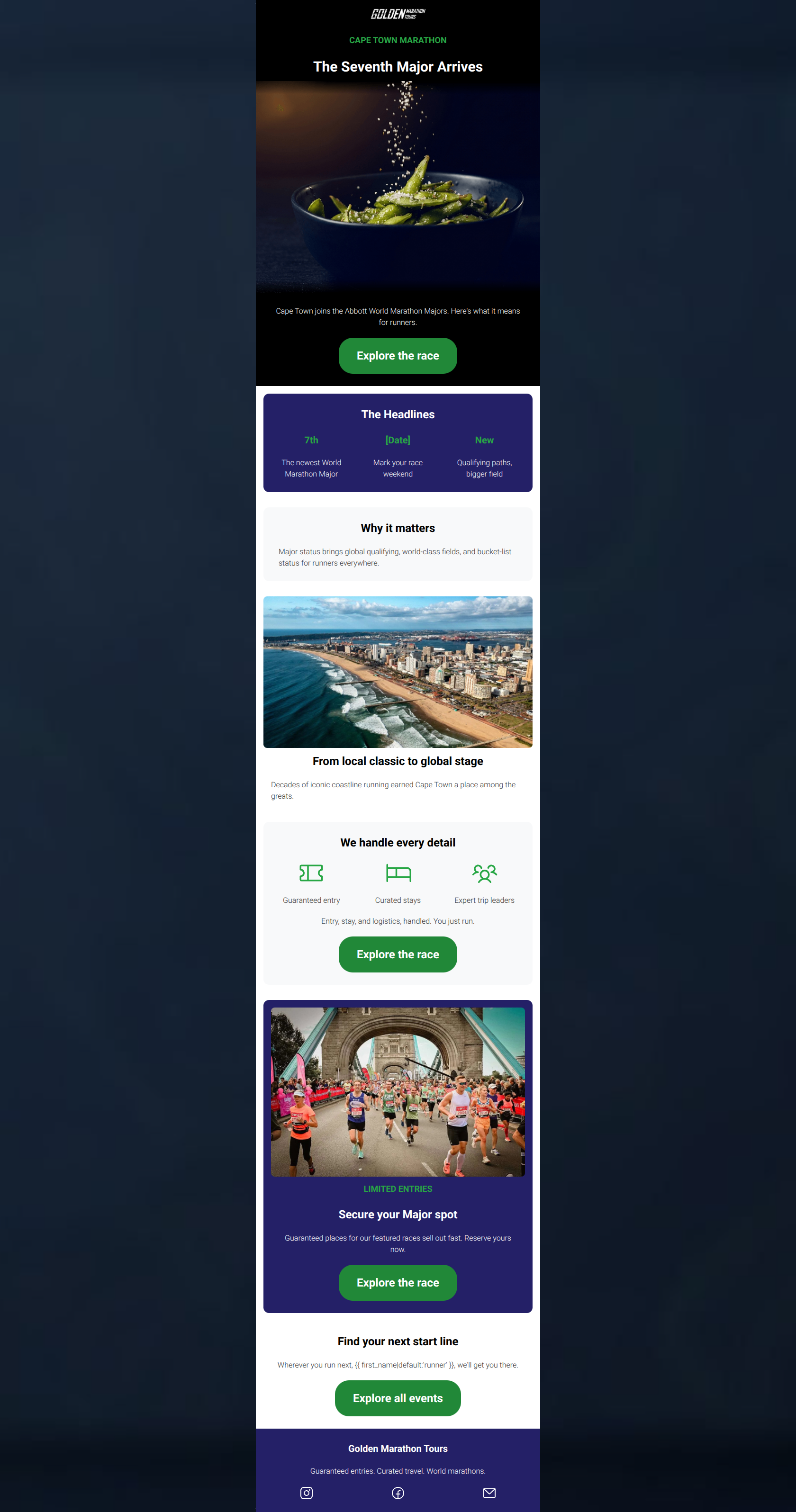Email design: Cape Town joins the World Marathon Majors