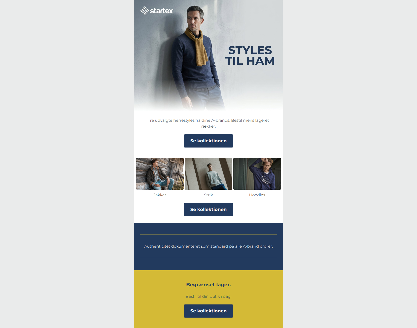 Email design: Nye styles til ham — klar til bestilling