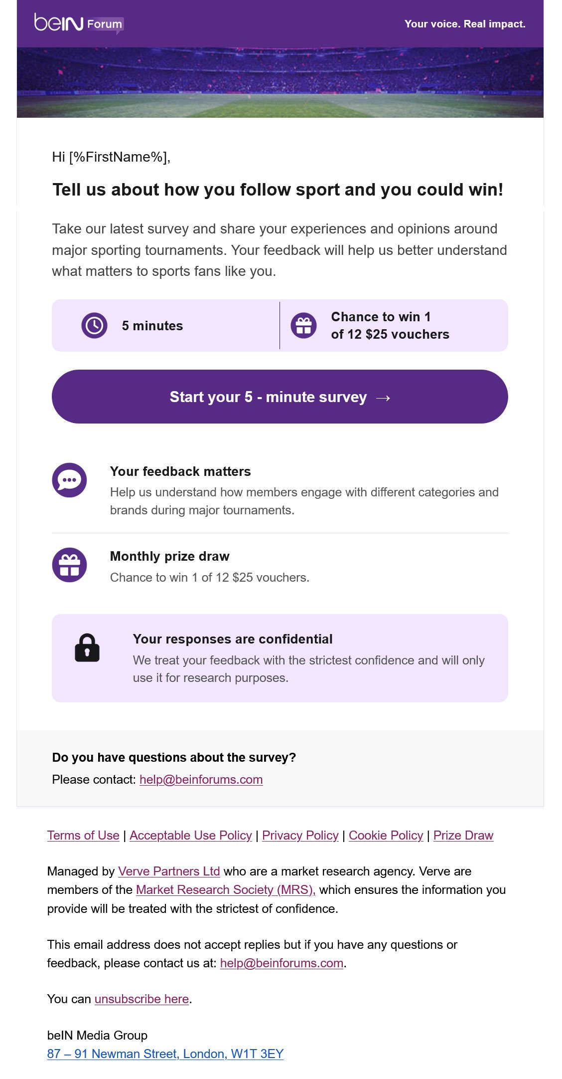 BeIN Forum email screenshot