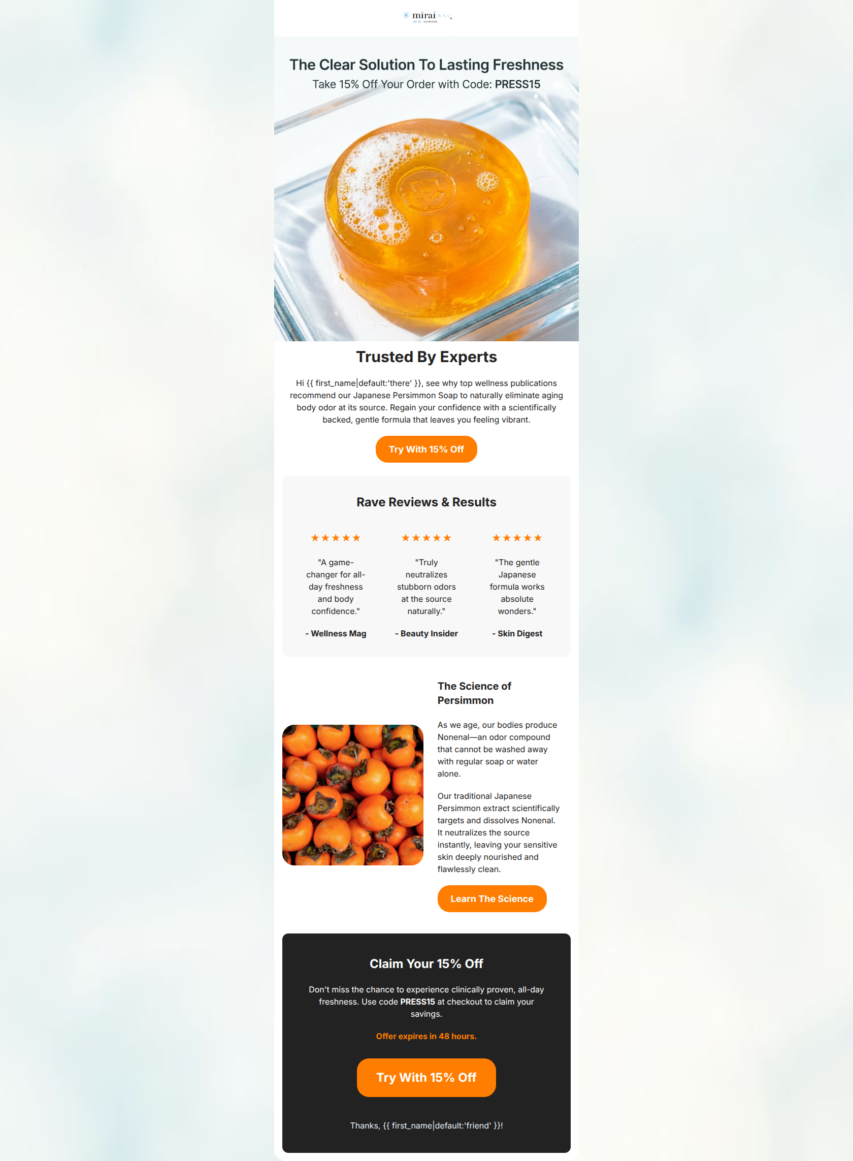 Email design: The natural soap experts are raving about
