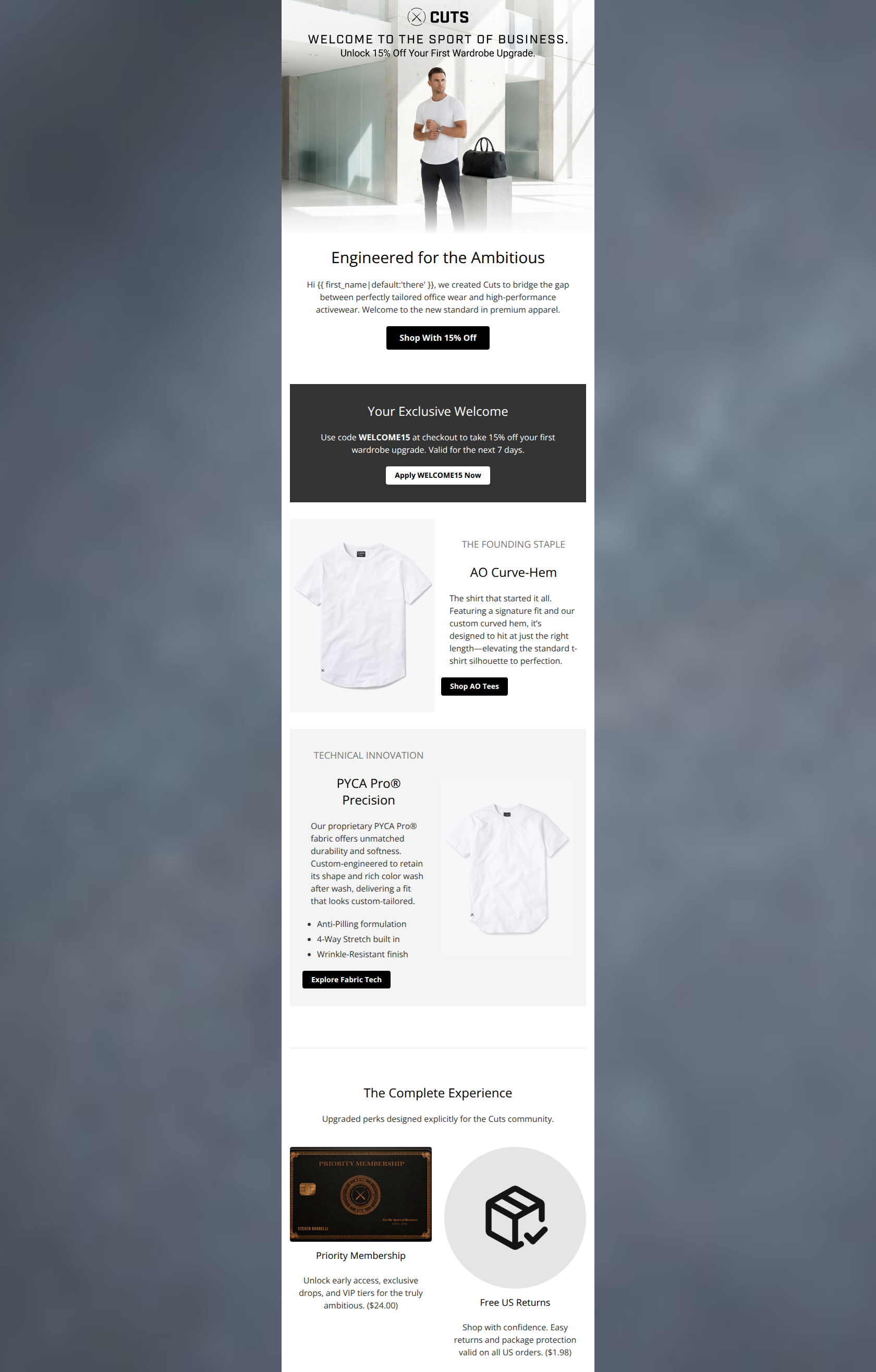 Email design: Welcome to Technical Luxury