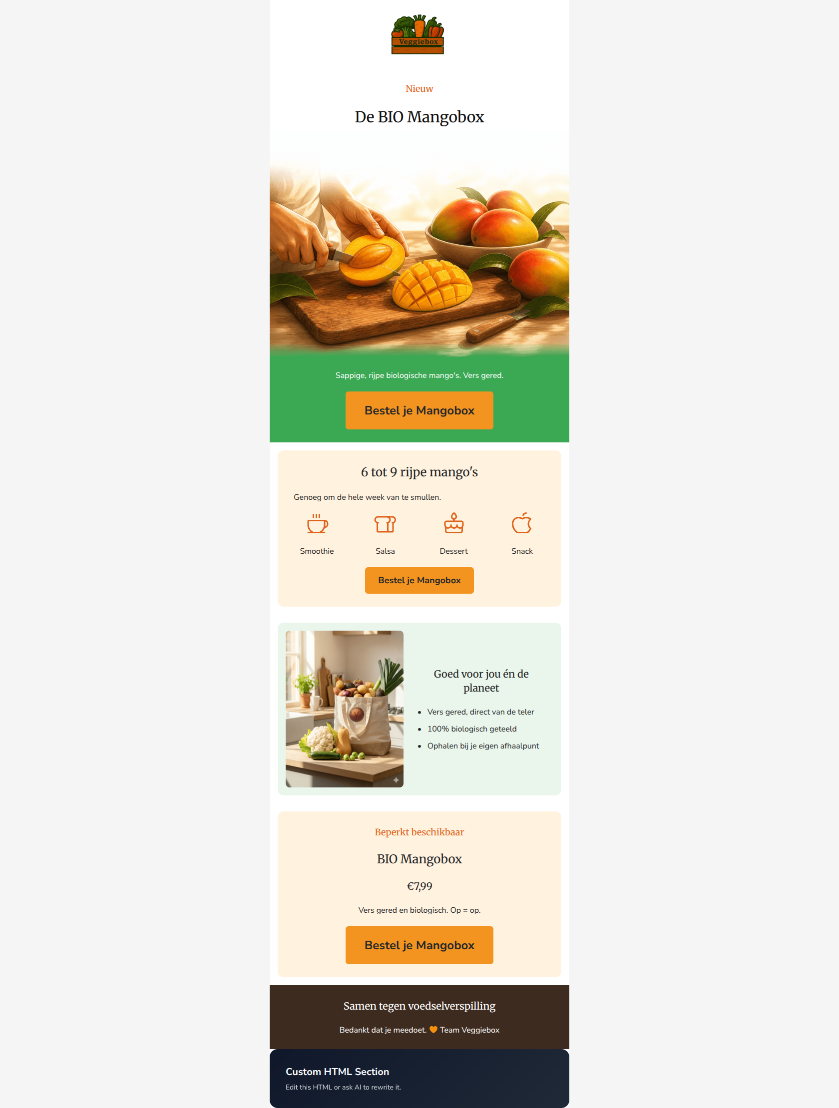 Email design: Nieuw: onze sappige BIO Mangobox 🥭