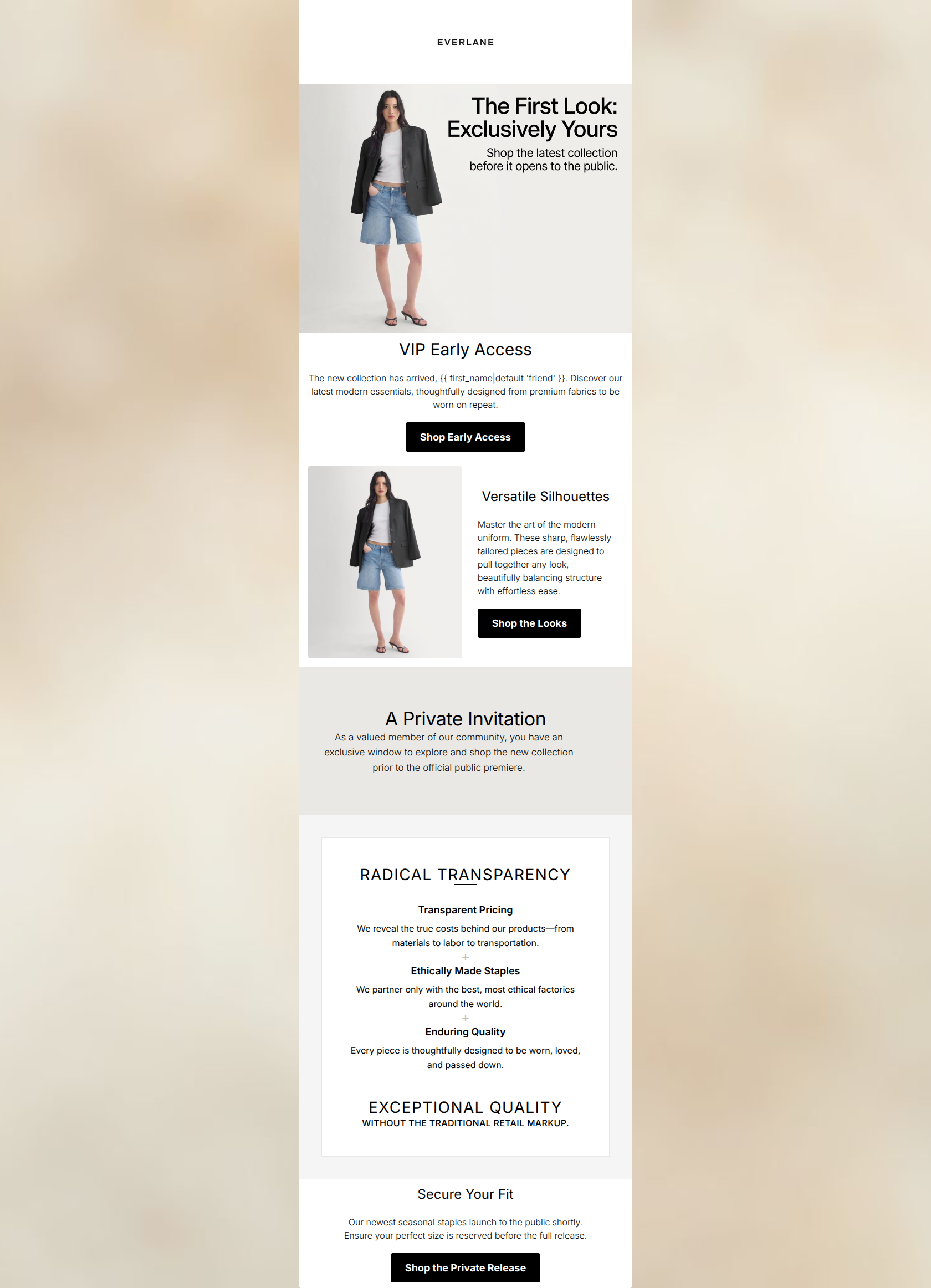 Email design: VIP Early Access: The New Collection is Here