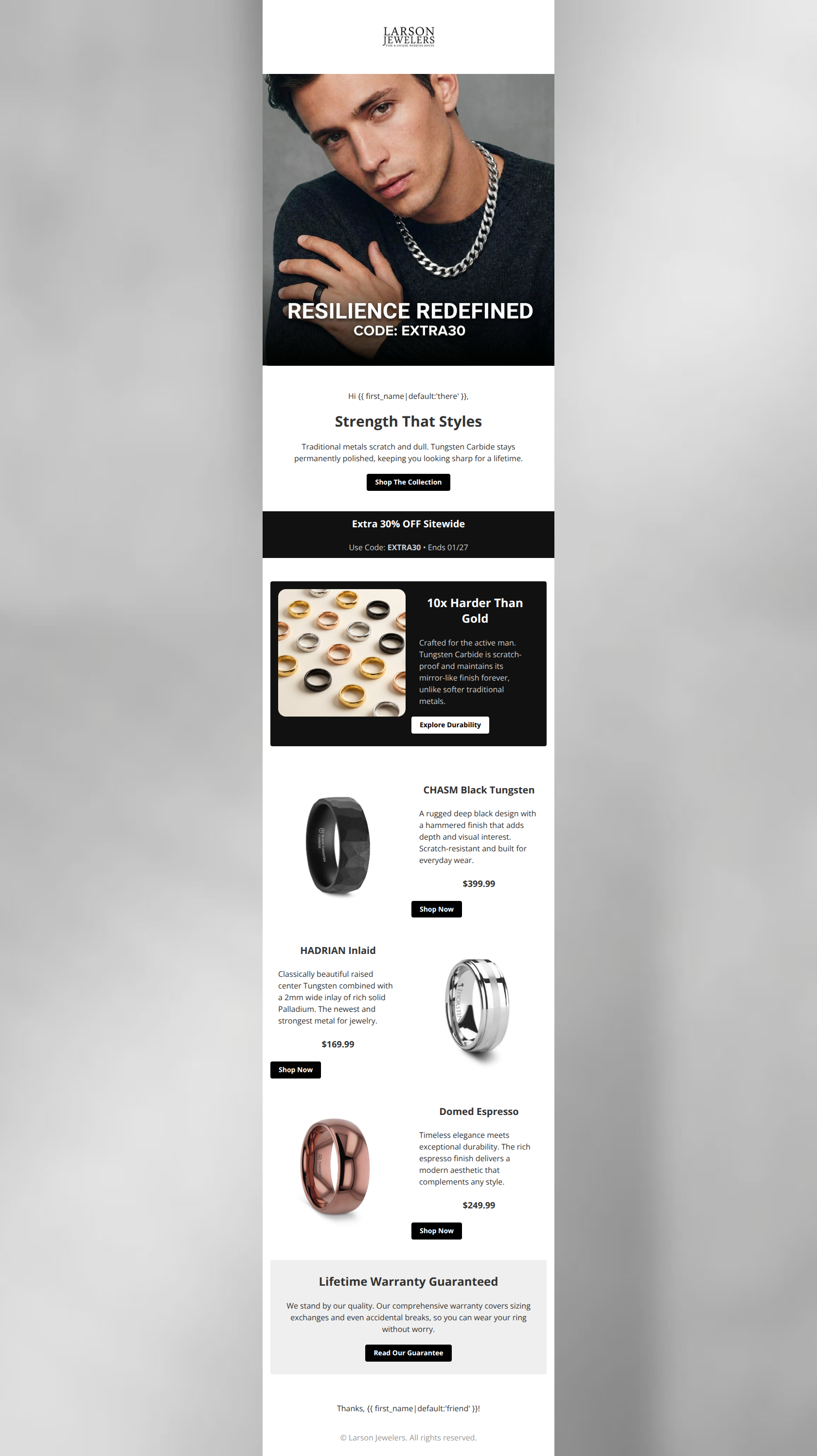 Email design: You look better in specific metals.