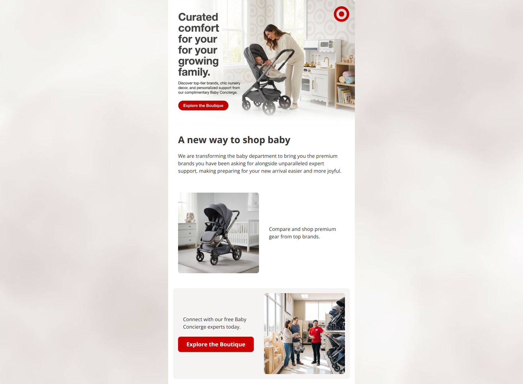 Email design: Welcome to the Target Baby Boutique