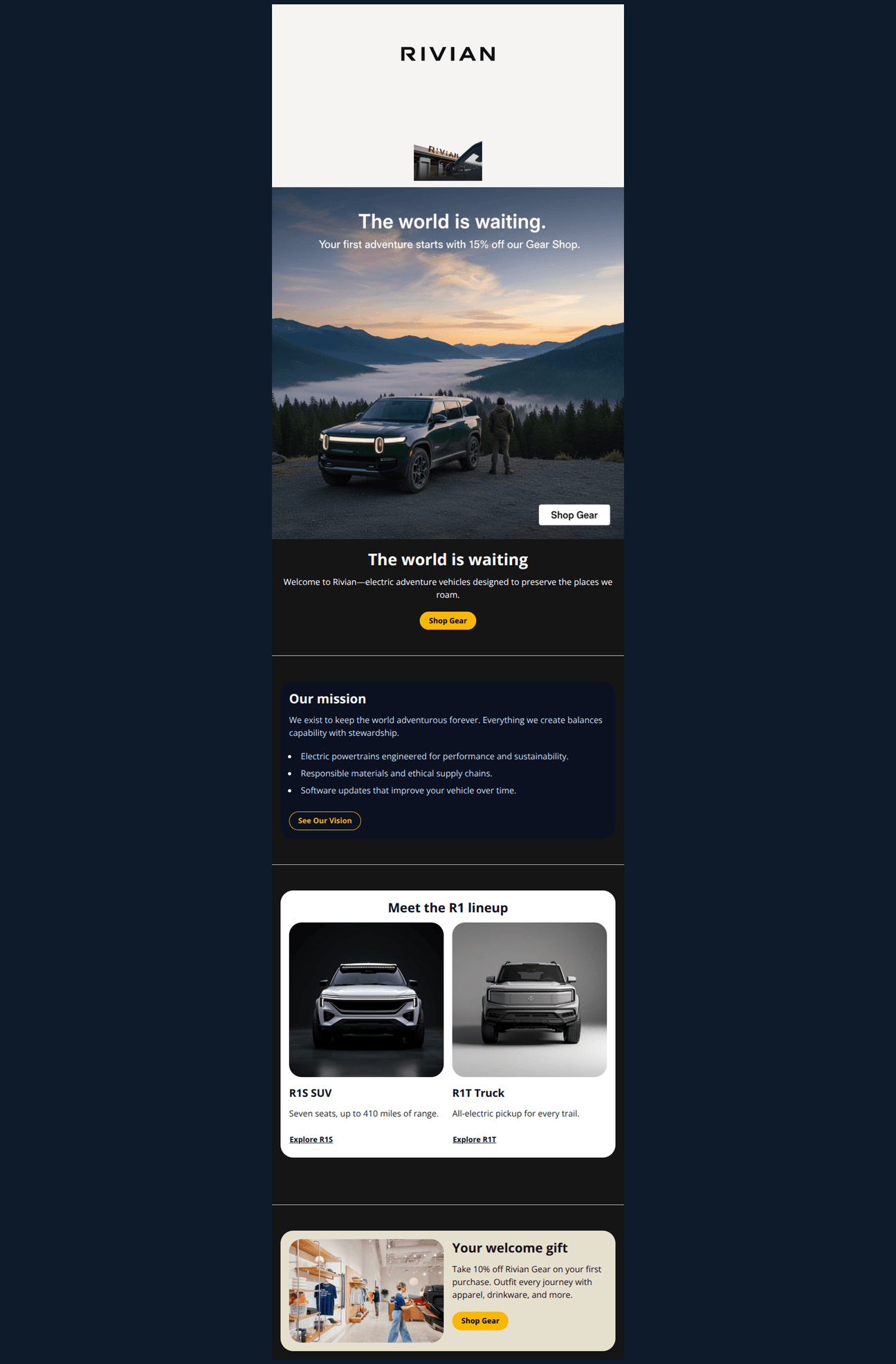 Email design: Welcome to the adventure. ⚡️
