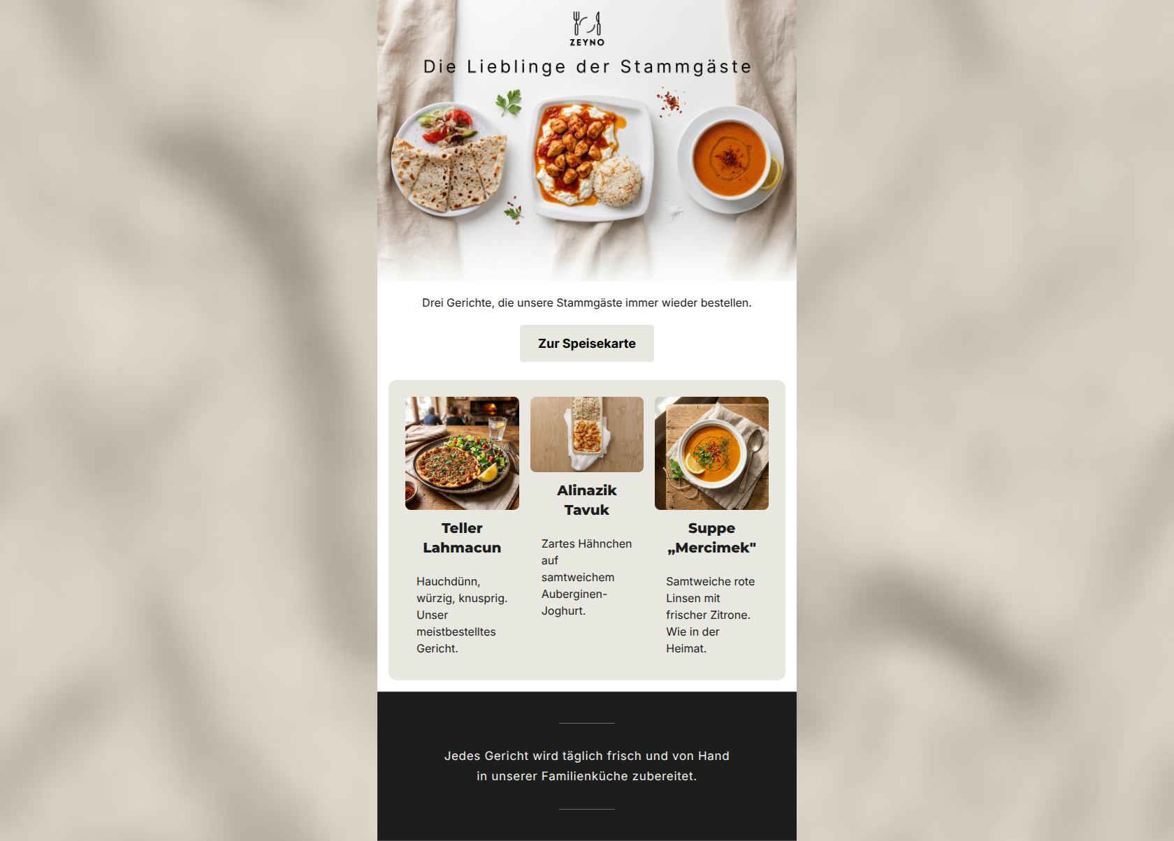 Email design: What locals order when they visit