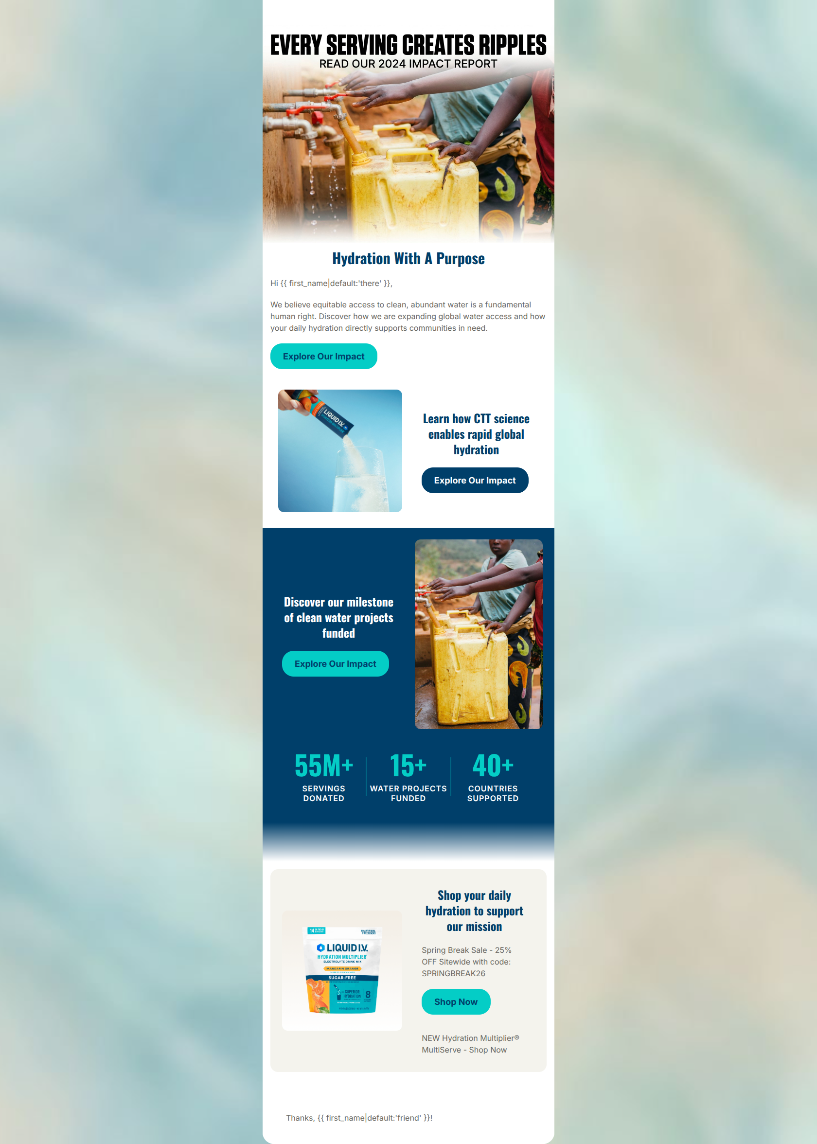 Email design: Hydration for you, water for the world