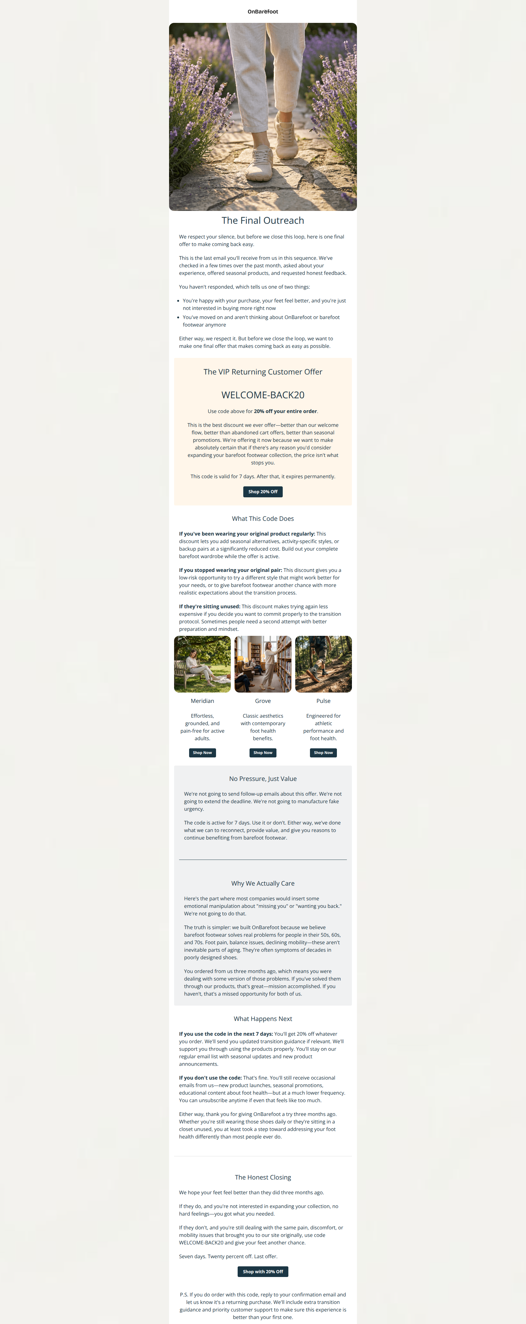 Email design: Customer Winback - Email 4