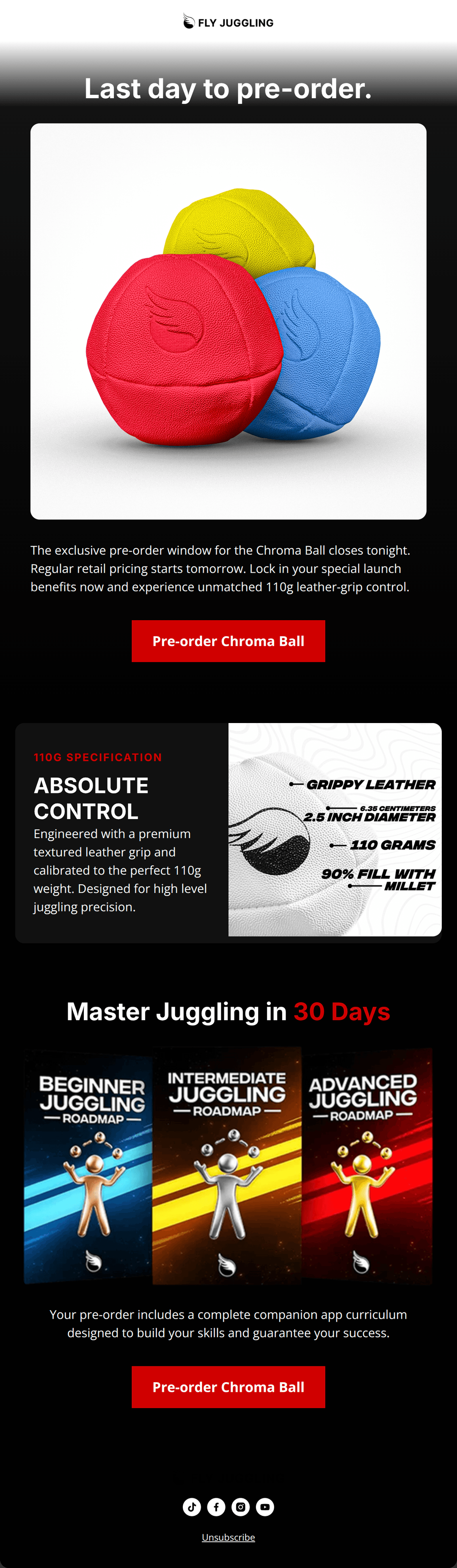 Email design: Last chance: Pre-order benefits end tonight