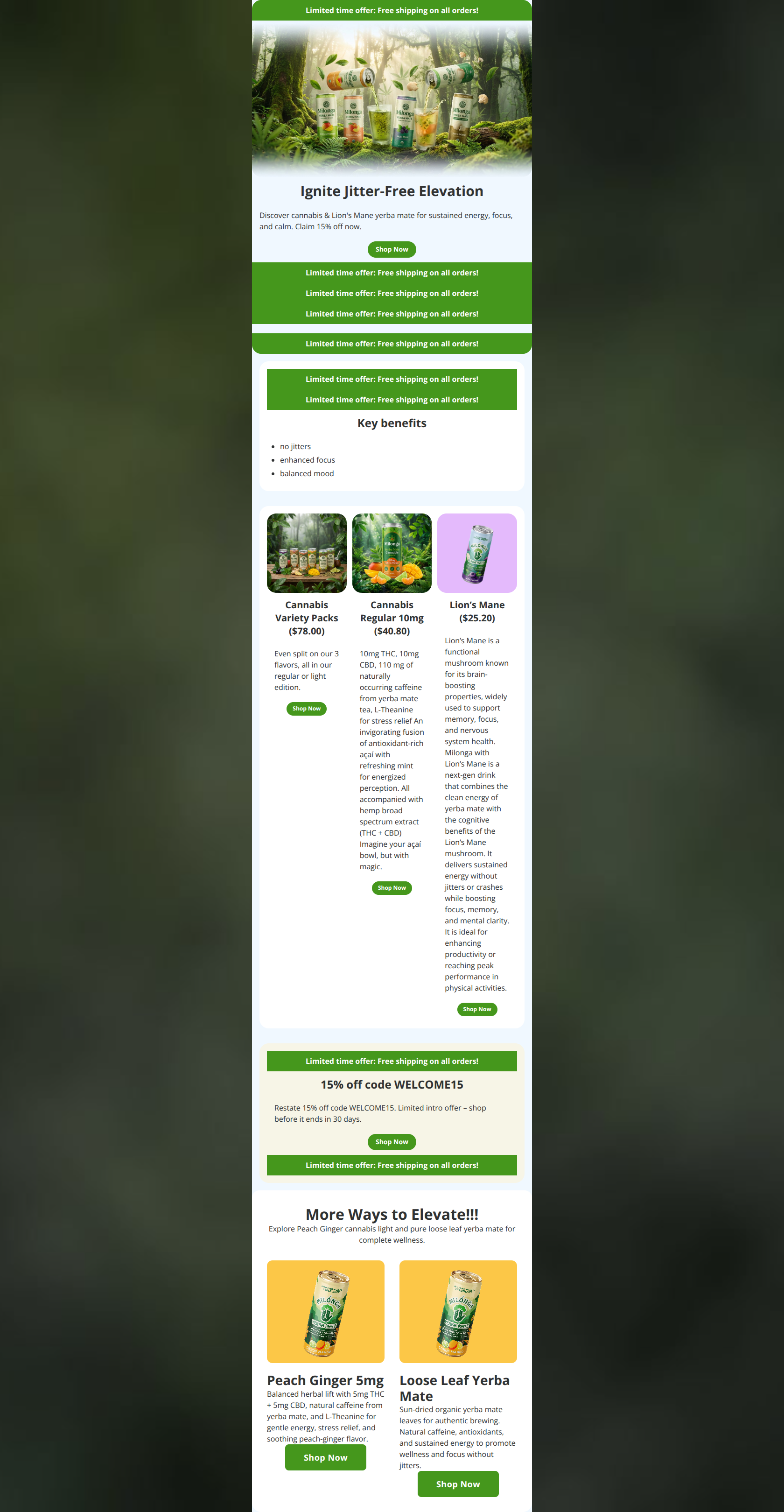 Email design: 15% Off: Fuel Your Flow Naturally