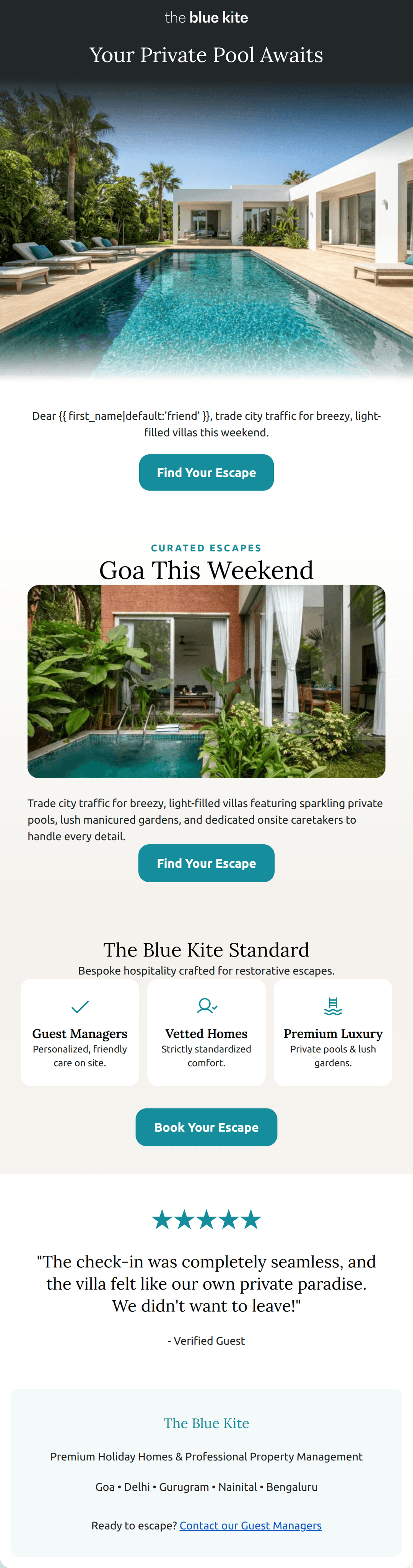 Email design: Trade city traffic for private pools this weekend