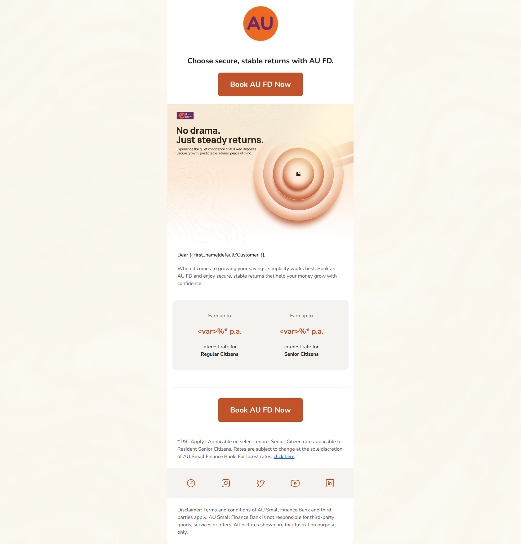 Email design: No drama. Just steady FD returns.