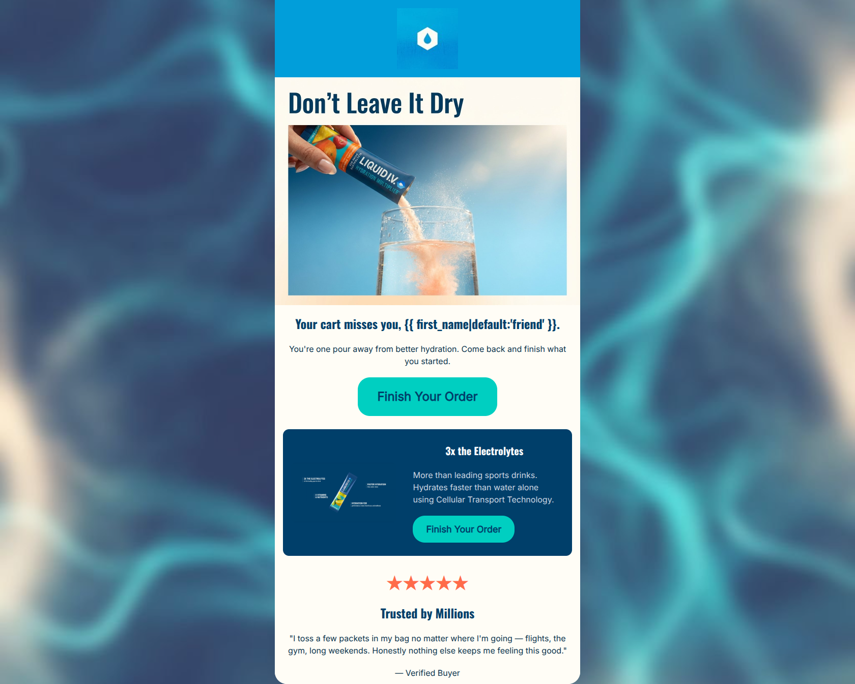 Email design: Your hydration is waiting