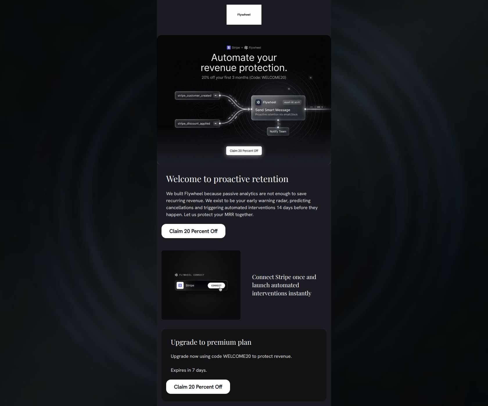 Email design: Welcome to Flywheel. Start predicting churn today