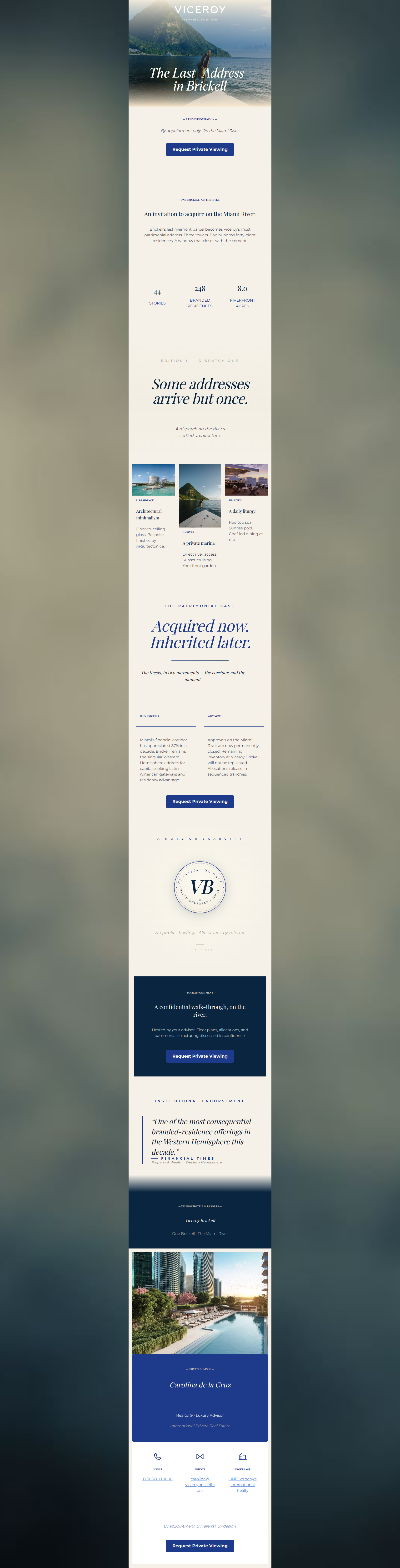 Email design: A Private Invitation — Viceroy Brickell