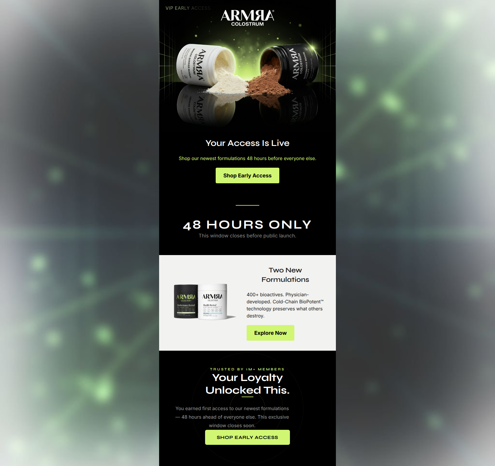 Email design: You're in. Early access starts now.