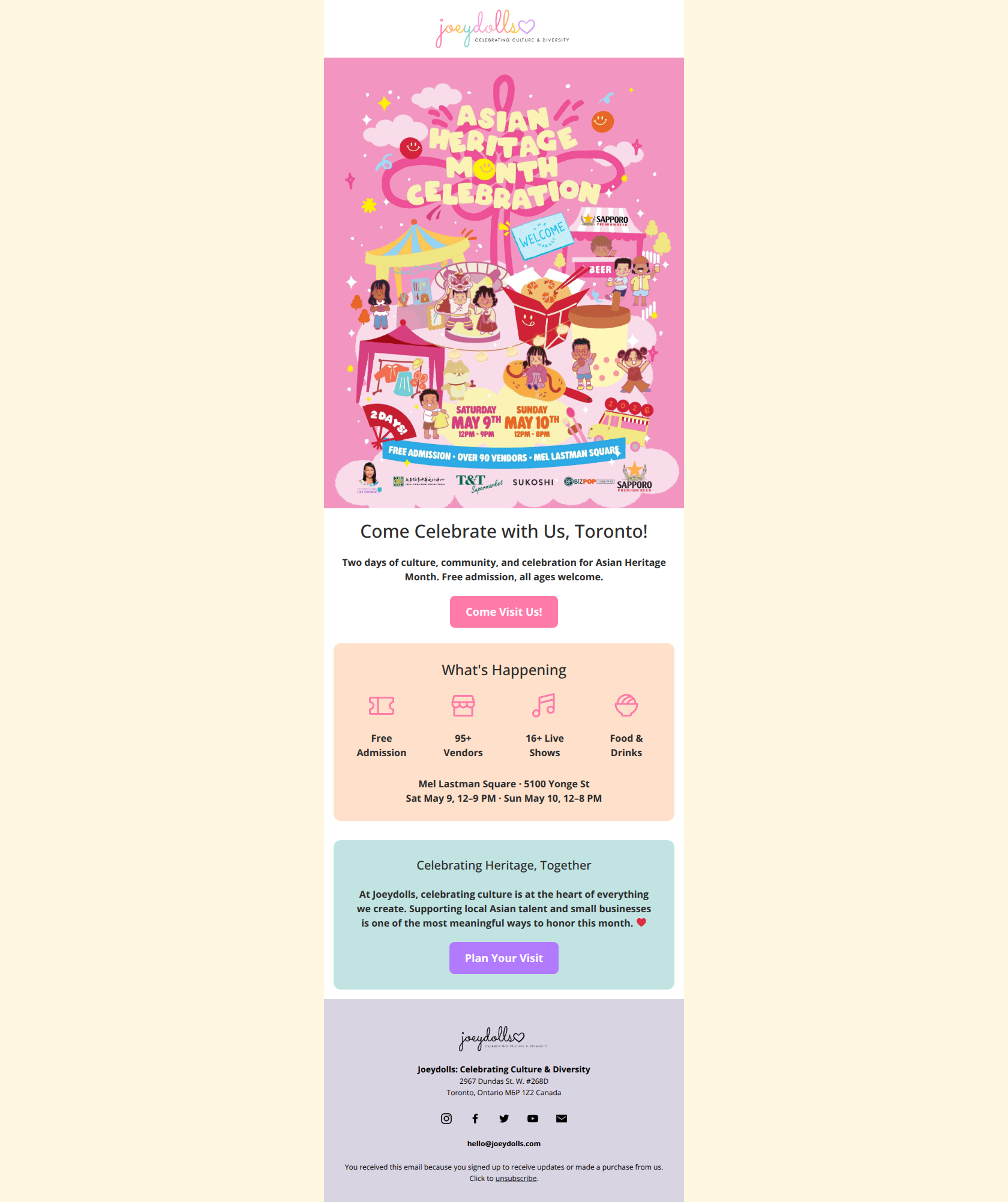 Email design: Toronto, celebrate Asian Heritage Month with us ❤️