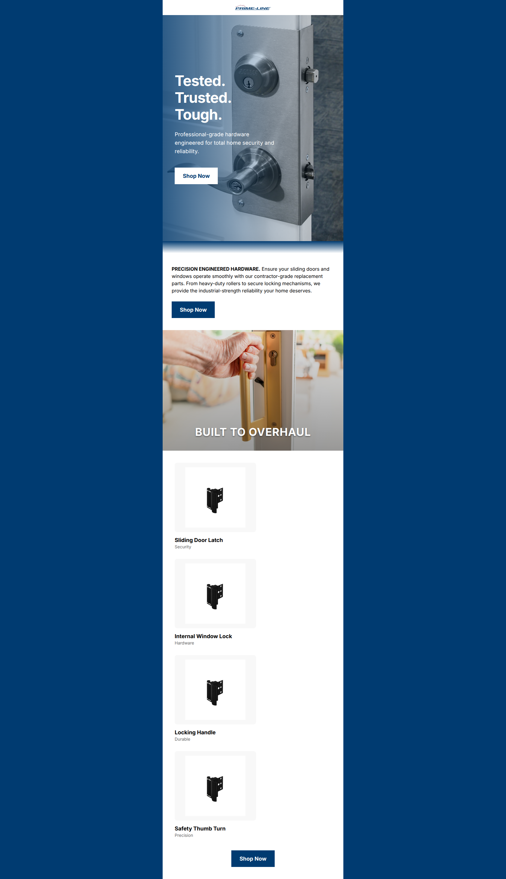 Email design "Starter: Editorial brand story — welcome starter t" for Prime-Line